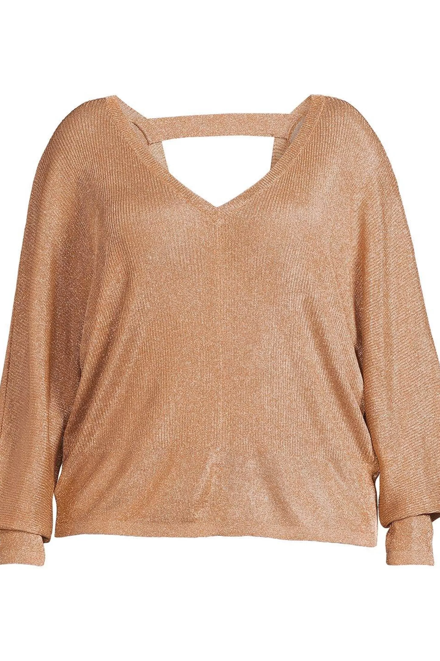 Karen Millen Plus Size Viscose Blend Metallic Sparkle Knit V Neck Top