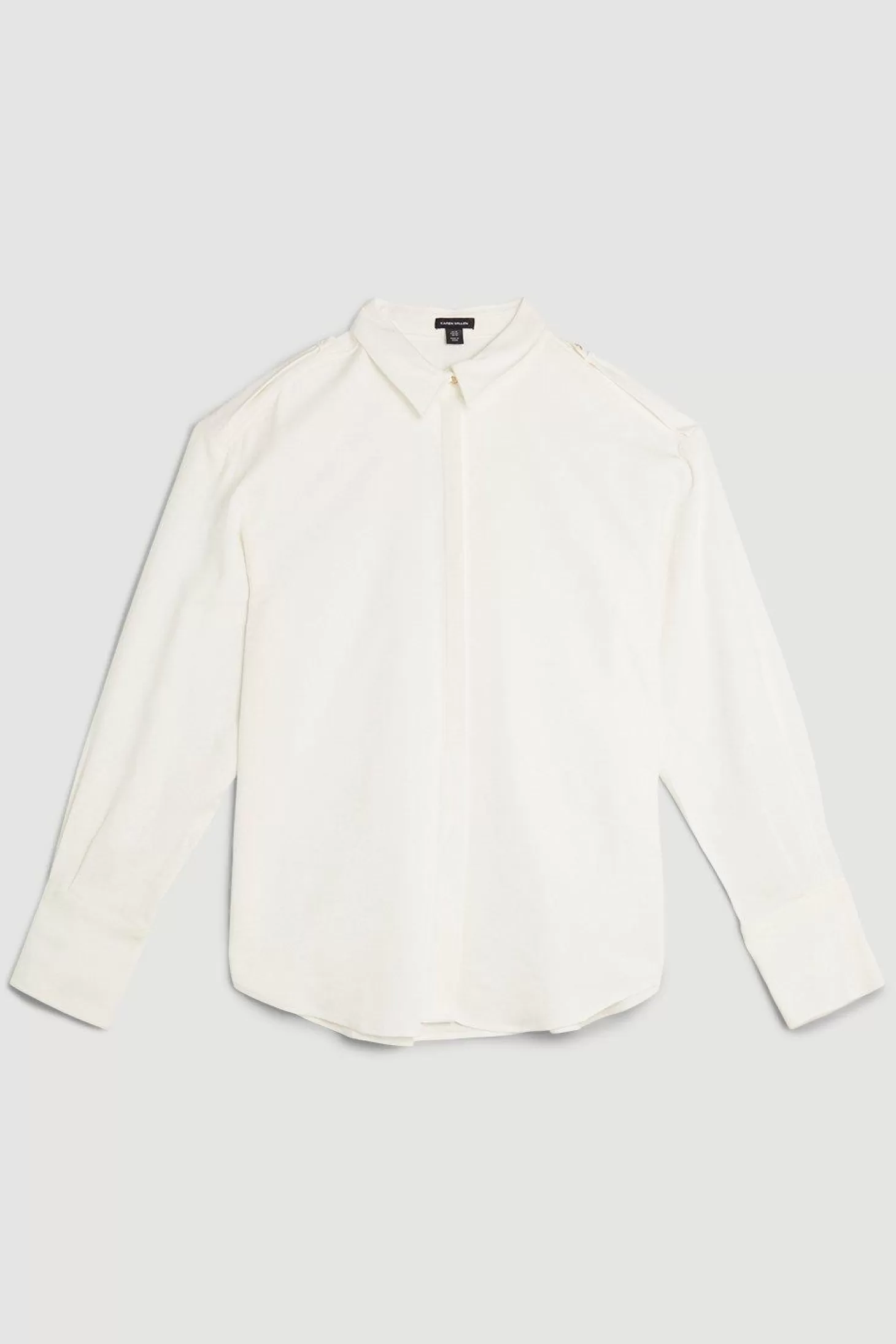 Karen Millen Plus Size Viscose Crepe Long Sleeve Collared Shirt