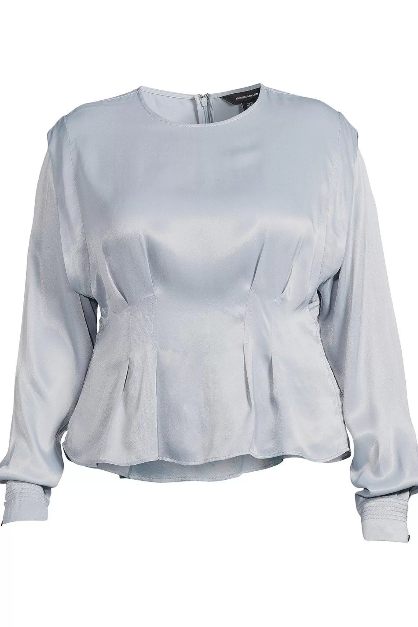 Karen Millen Plus Size Viscose Satin Power Shoulder Woven Top