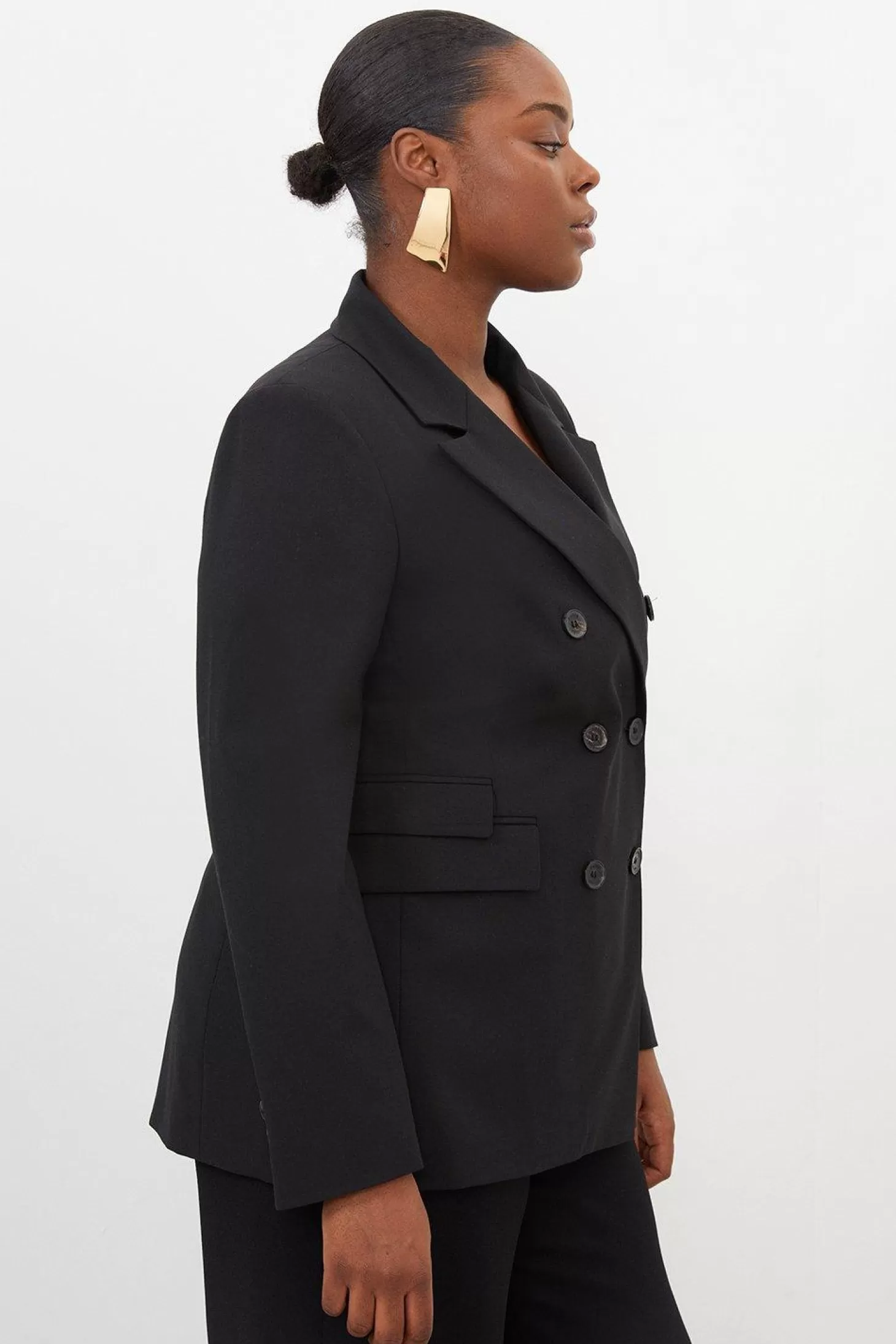 Karen Millen Plus Size Wool Blend Tailored Double Breasted Blazer
