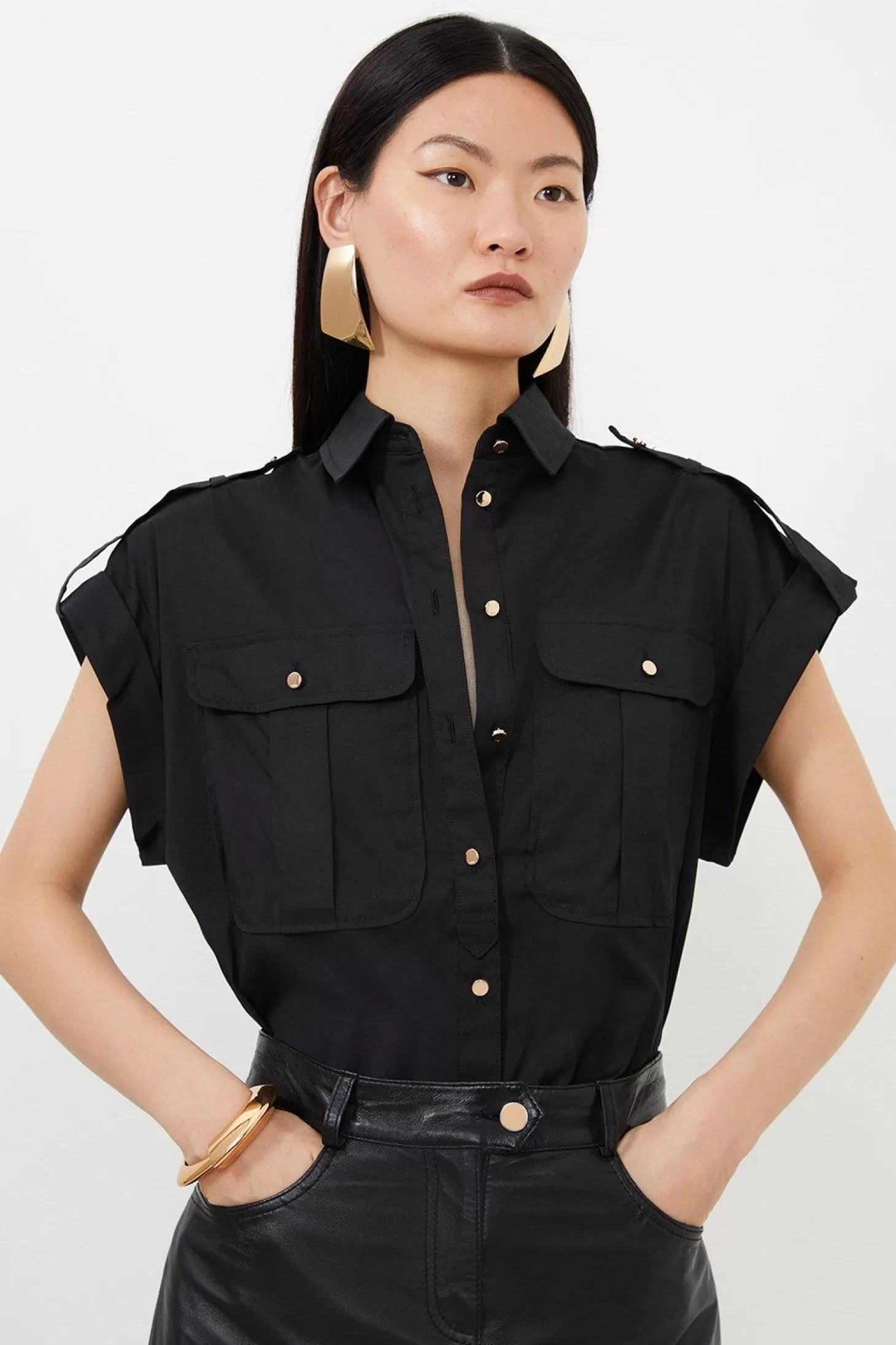 Karen Millen Pocket Detailed Poplin Shirt