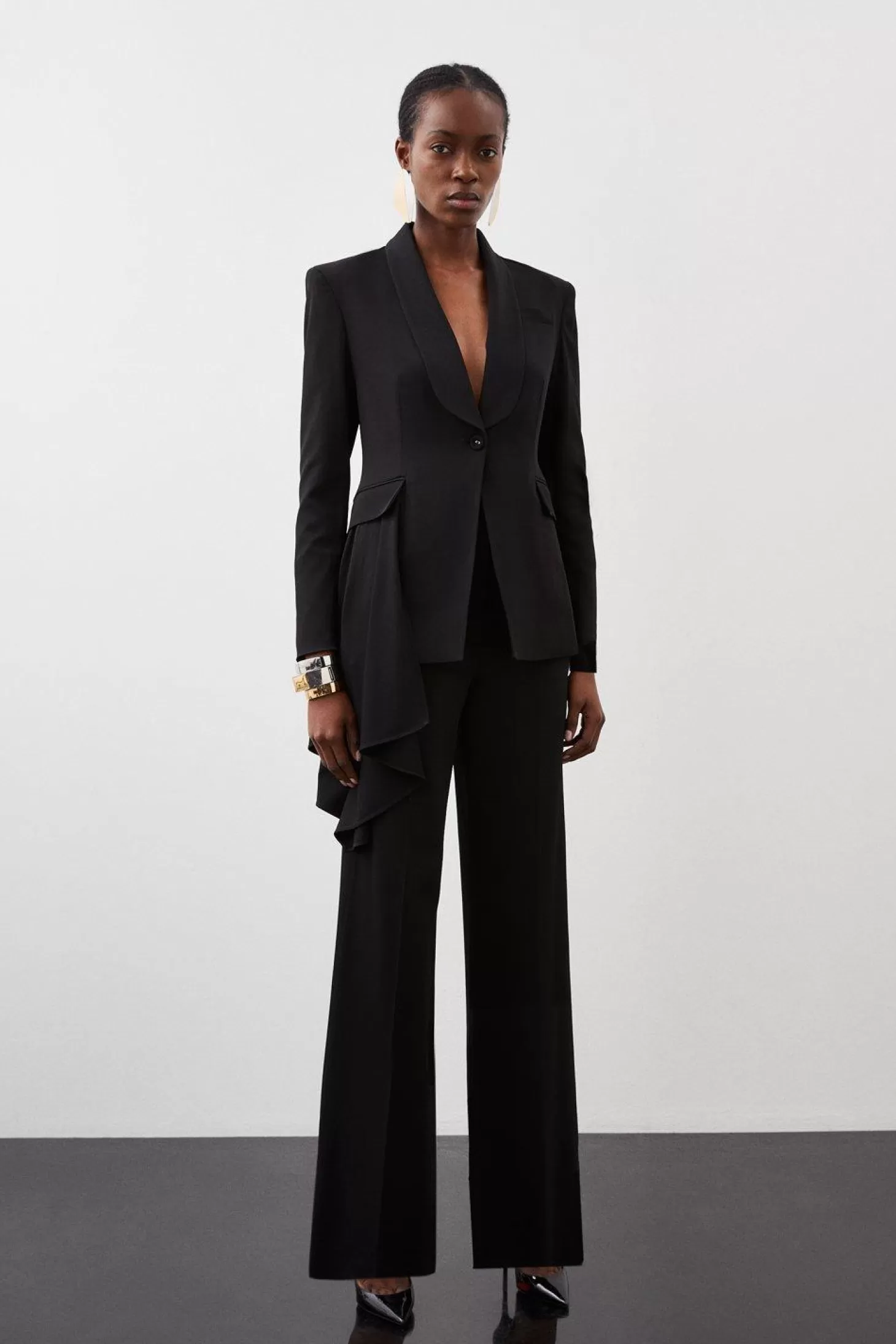 Karen Millen Polished Viscose Wide Leg Dress Pants