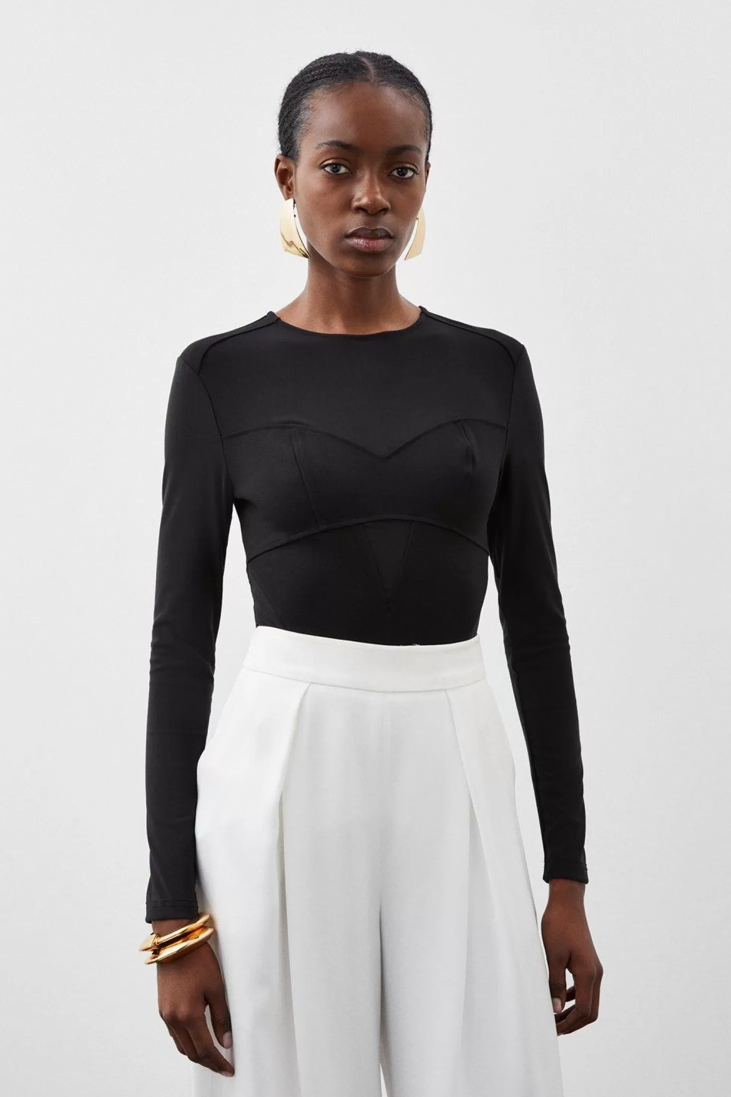 Karen Millen Ponte And Power Mesh Bodysuit