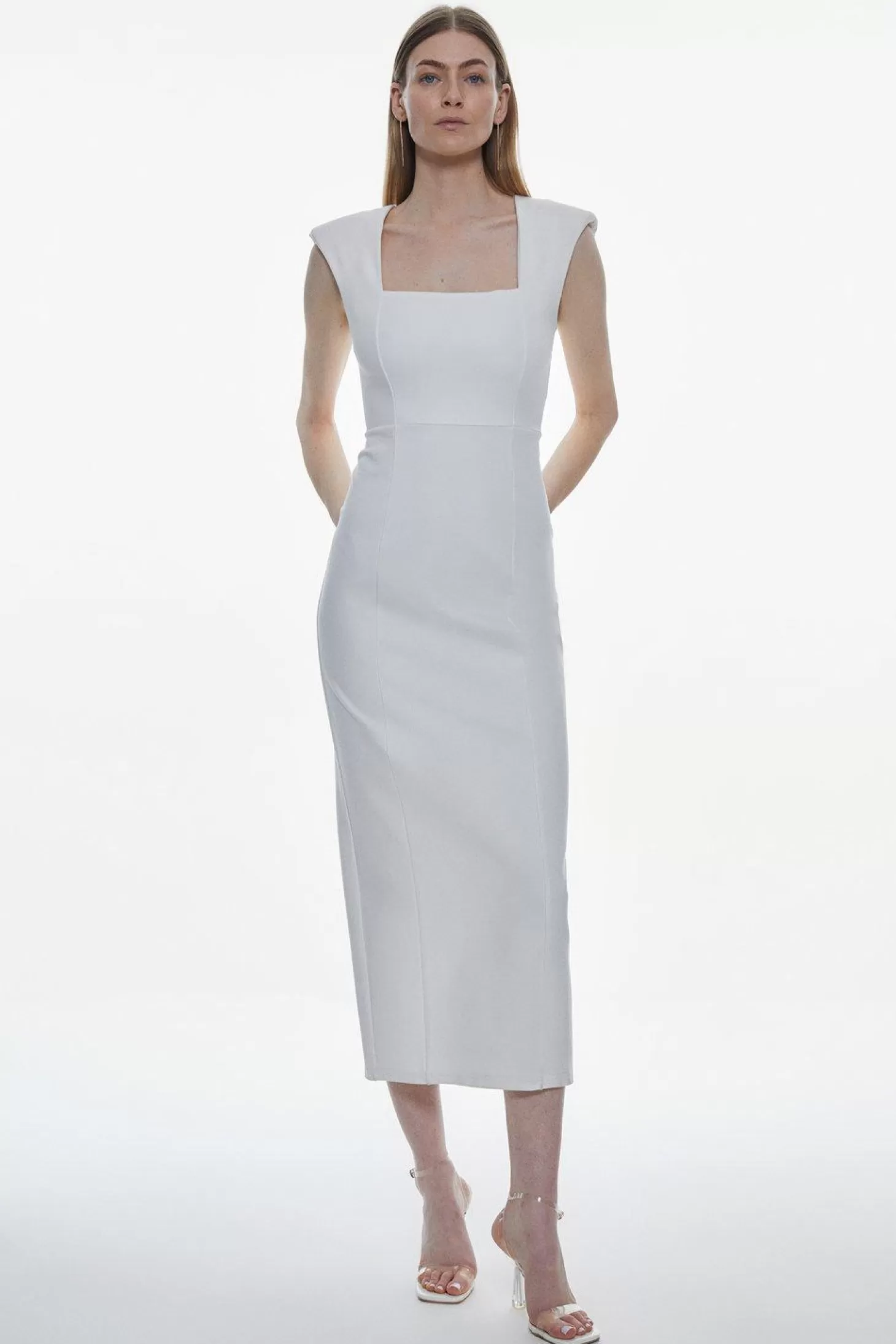 Karen Millen Ponte Square Neck Maxi Dress