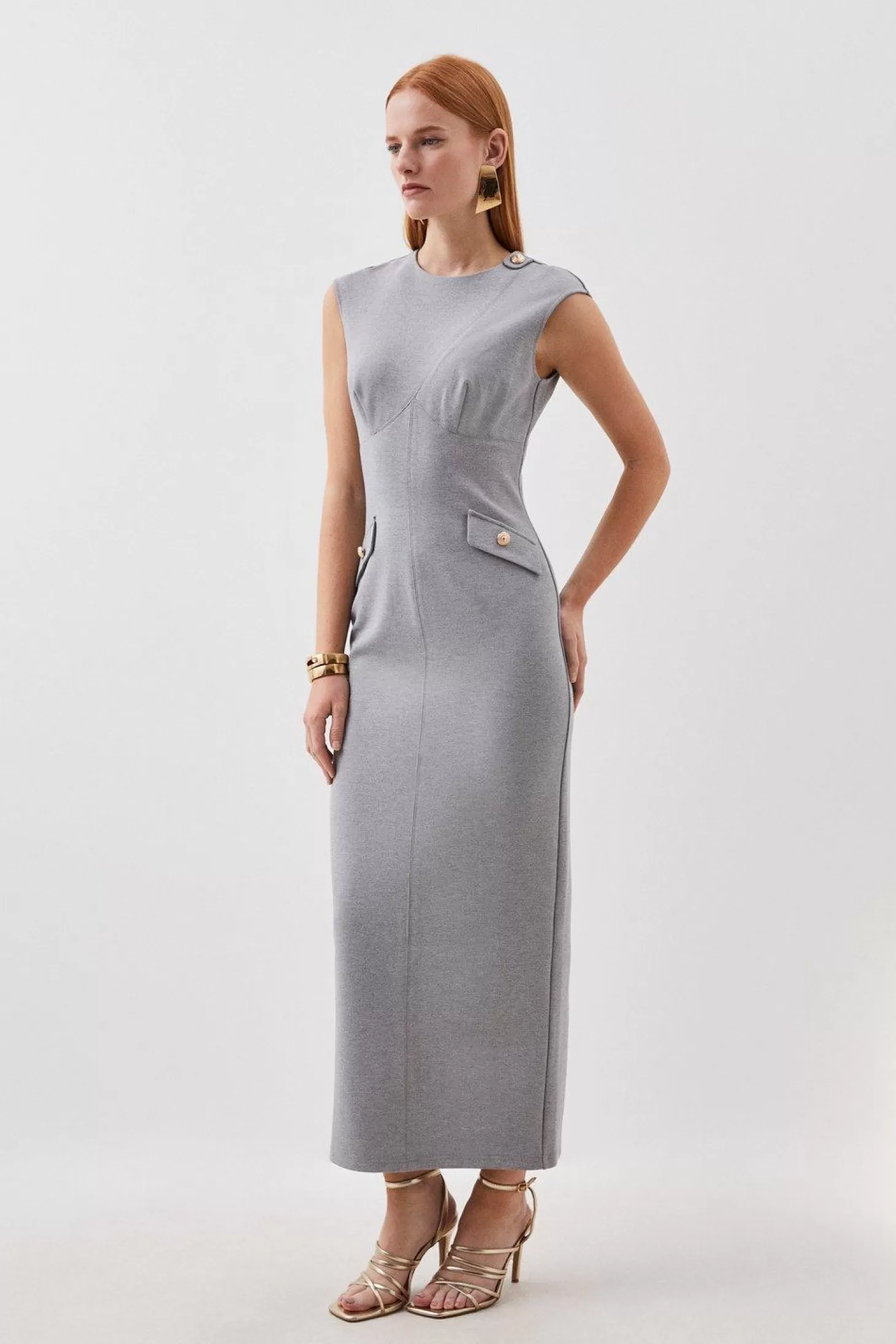 Karen Millen Ponte Structured Pencil Midi Dress