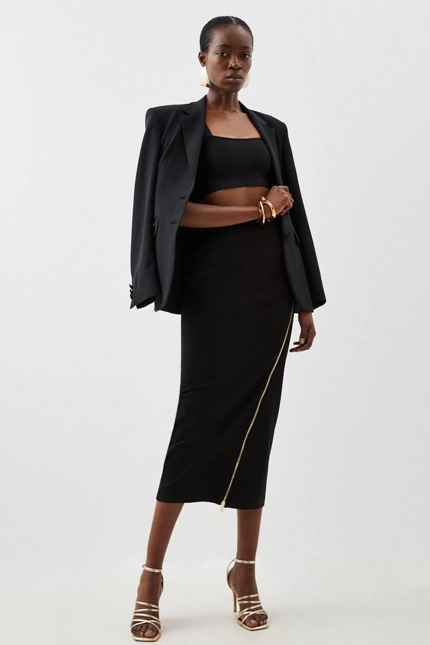 Karen Millen Ponte Zip Detail Midaxi Skirt