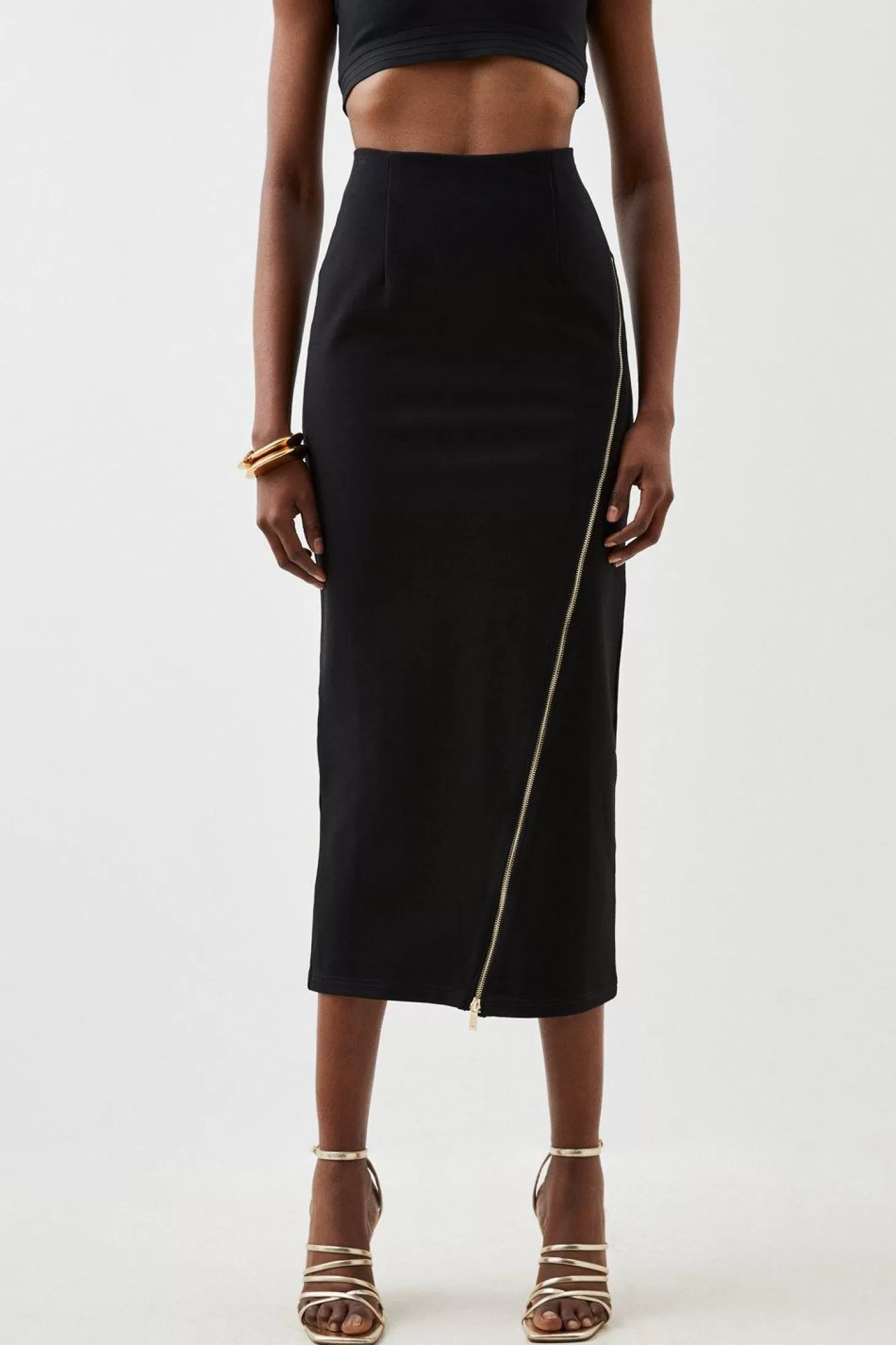 Karen Millen Ponte Zip Detail Midaxi Skirt