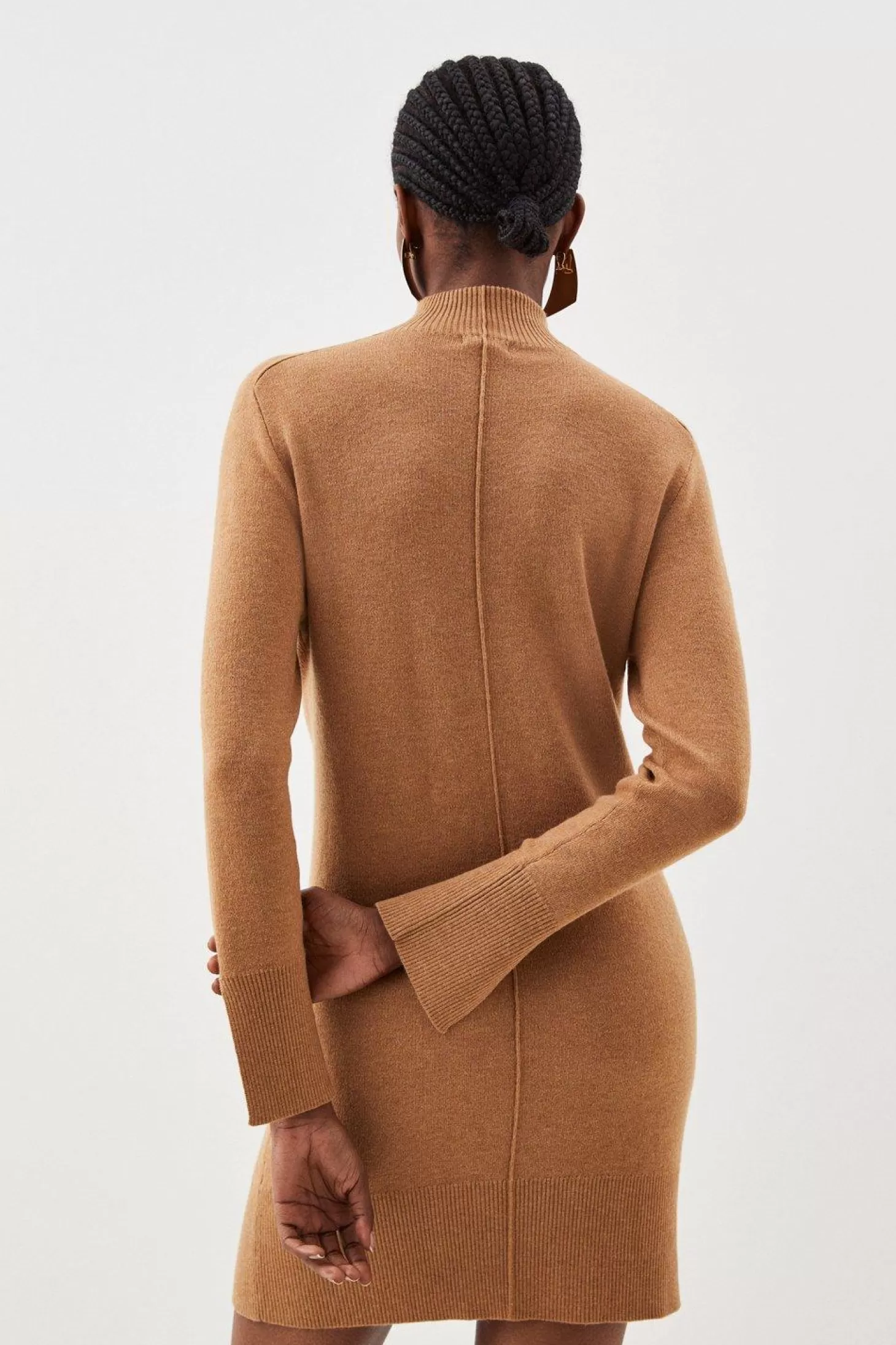 Karen Millen Premium Alpaca Wool Blend Knit Swing Mini Dress With Funnel Neck
