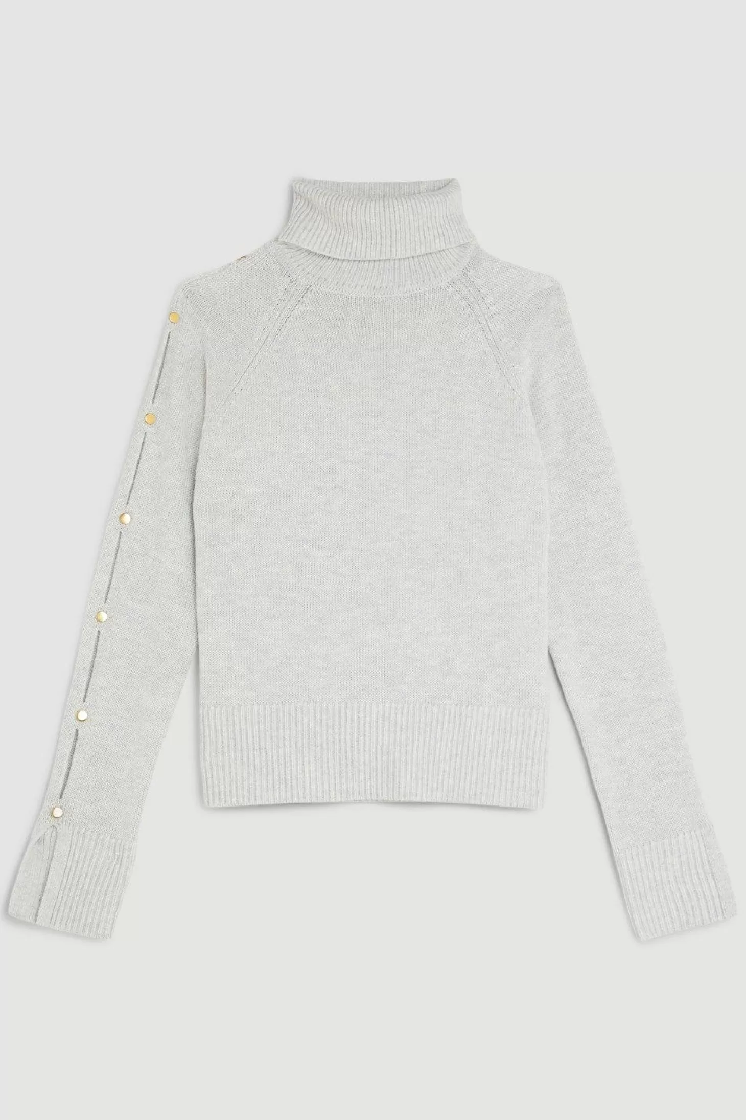 Karen Millen Premium Alpaca Wool Blend Knit Turtleneck Sweater With Open Sleeve Detail
