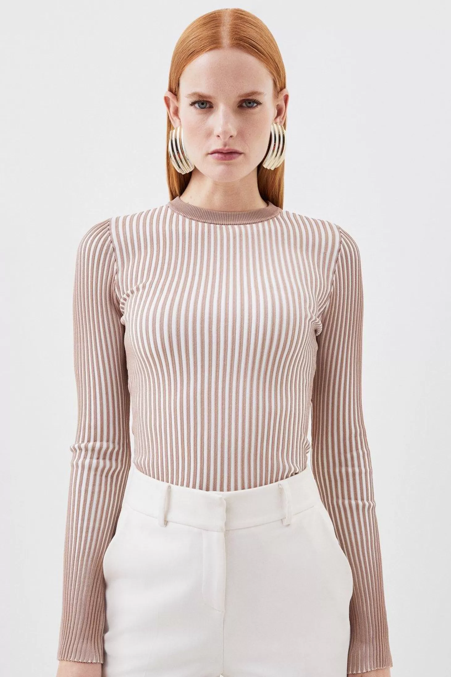 Karen Millen Premium Drape Contrast Stitch Knit Top