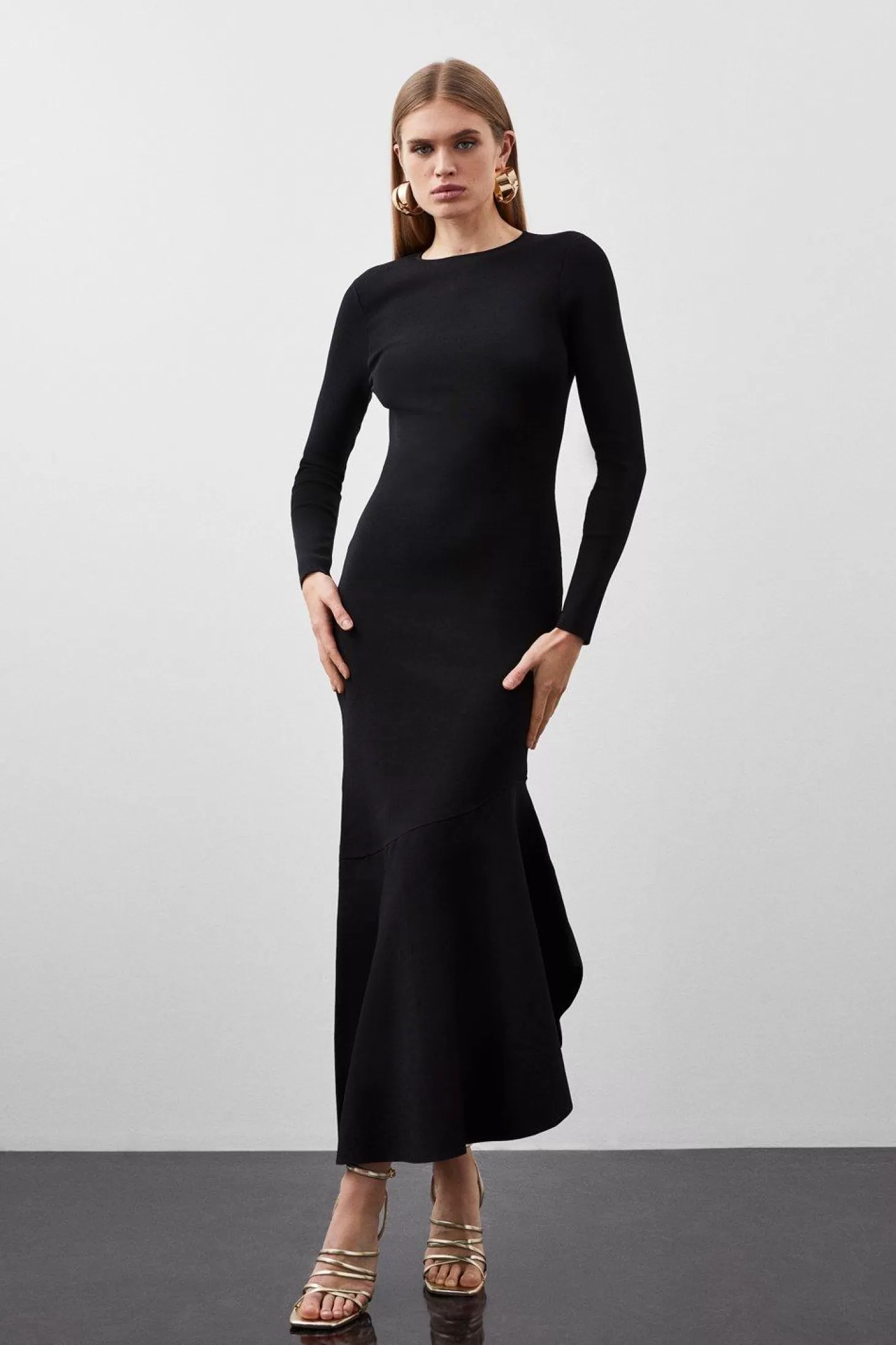 Karen Millen Premium Drape Knit Asymmetric Maxi Dress