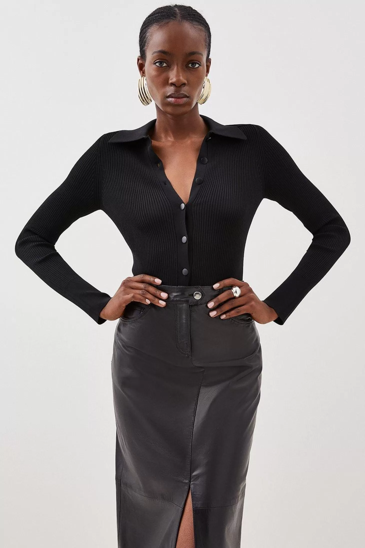 Karen Millen Premium Drape Knit Shirt