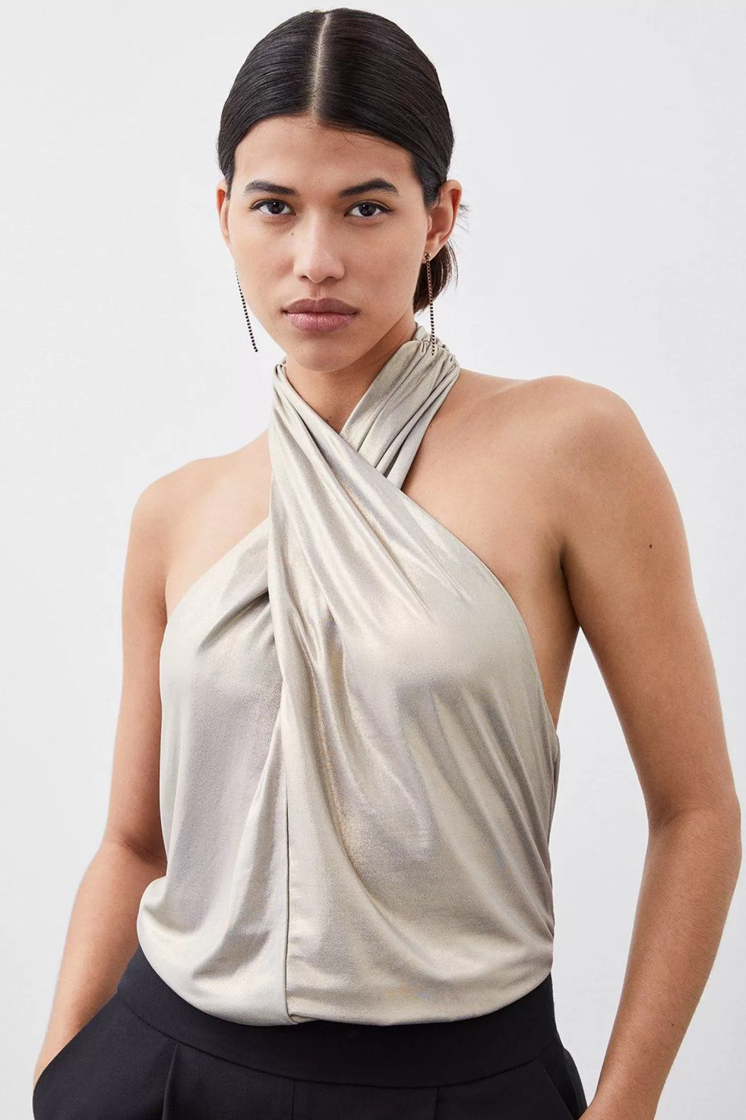 Karen Millen Premium Jersey Metallic Bodysuit