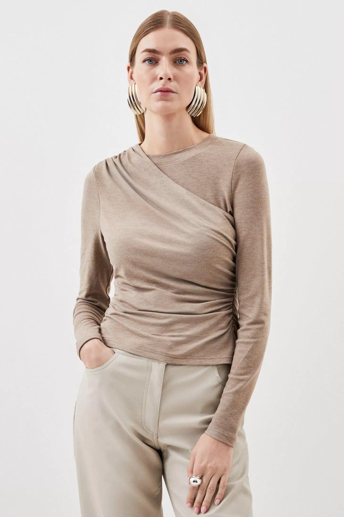 Karen Millen Premium Soft Touch Jersey Long Sleeve Top