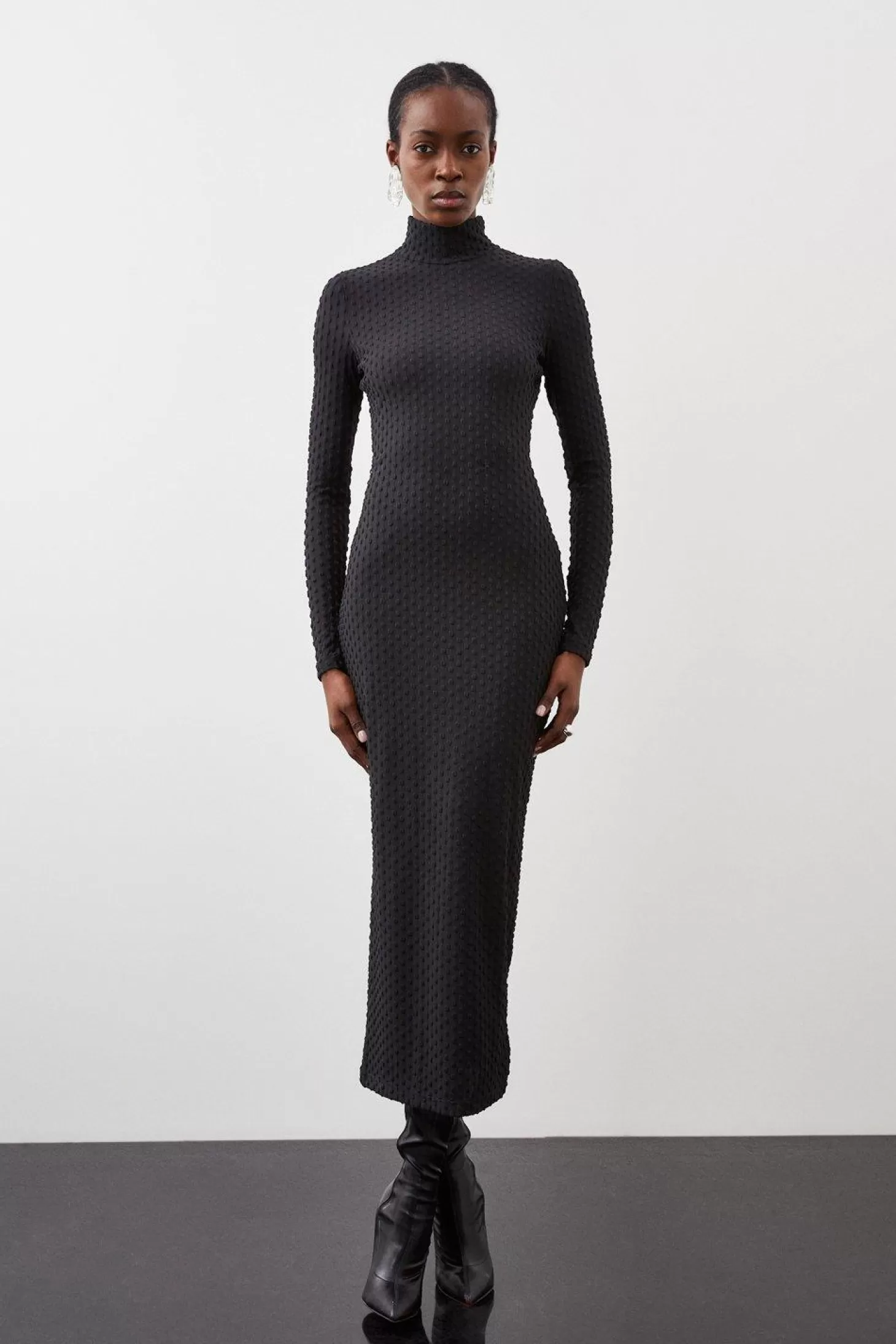 Karen Millen Premium Textured Jersey Turtleneck Dress