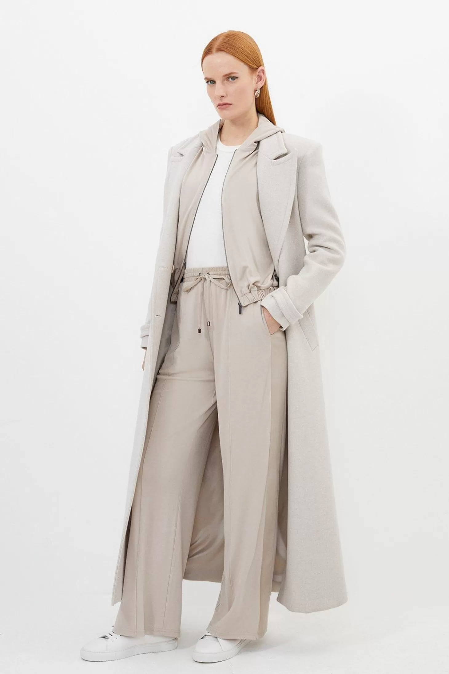 Karen Millen Premium Viscose Jersey And Satin Wide Leg Sweatpants