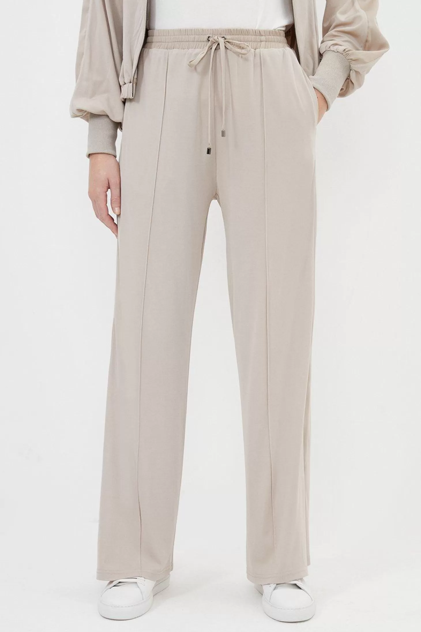 Karen Millen Premium Viscose Jersey And Satin Wide Leg Sweatpants