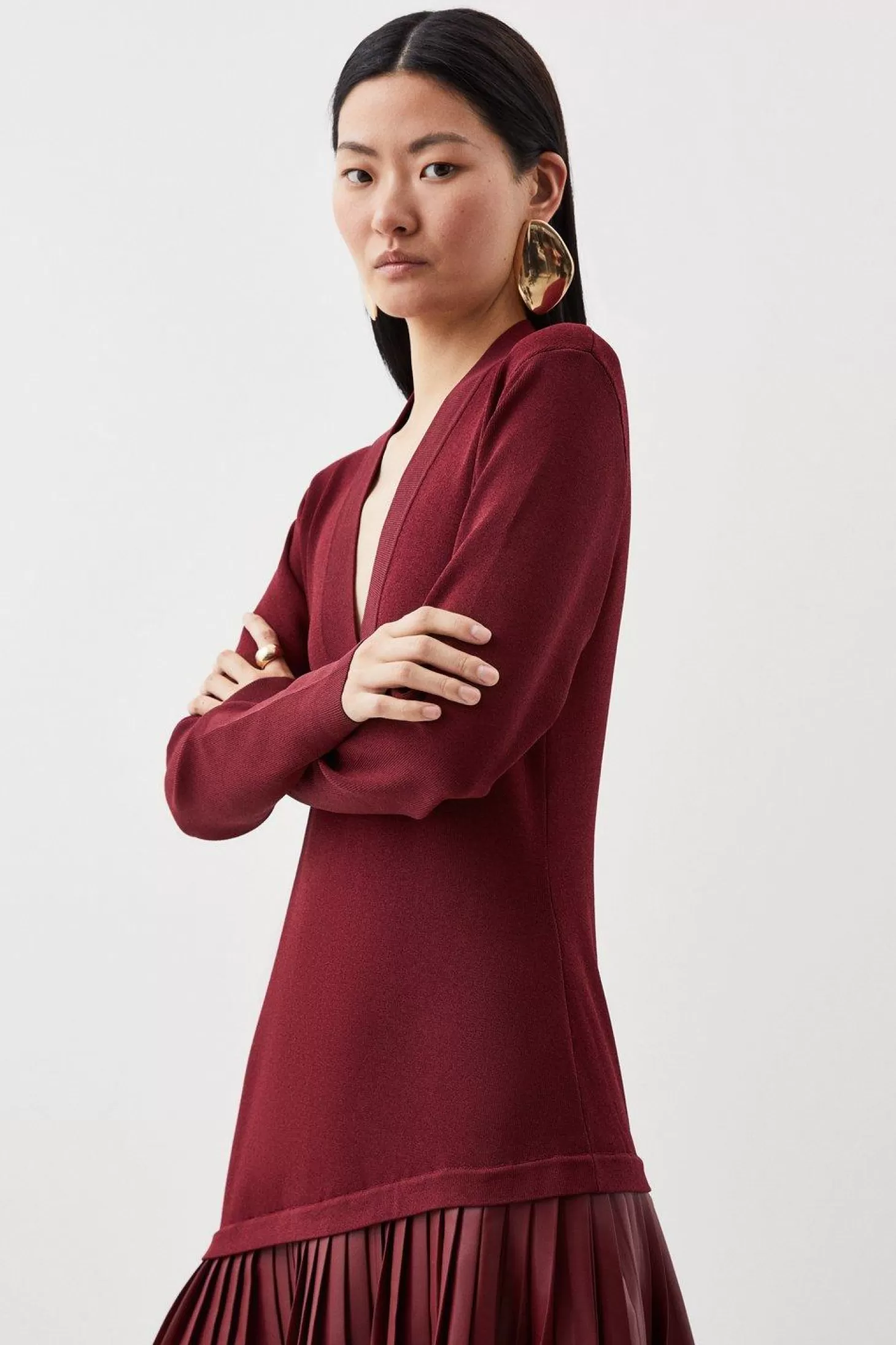 Karen Millen Pu Knit Belted Midi Dress