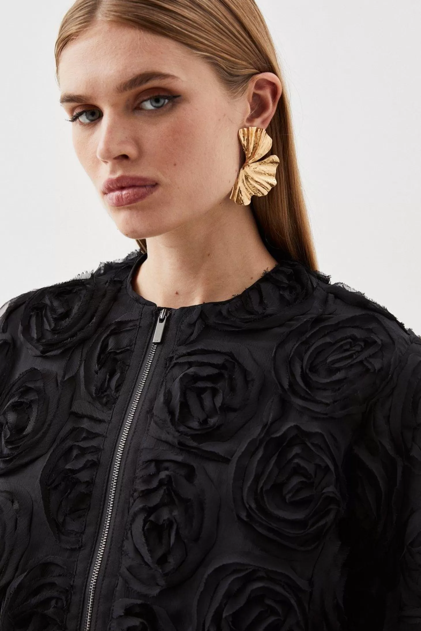 Karen Millen Rosette Woven Bomber Jacket