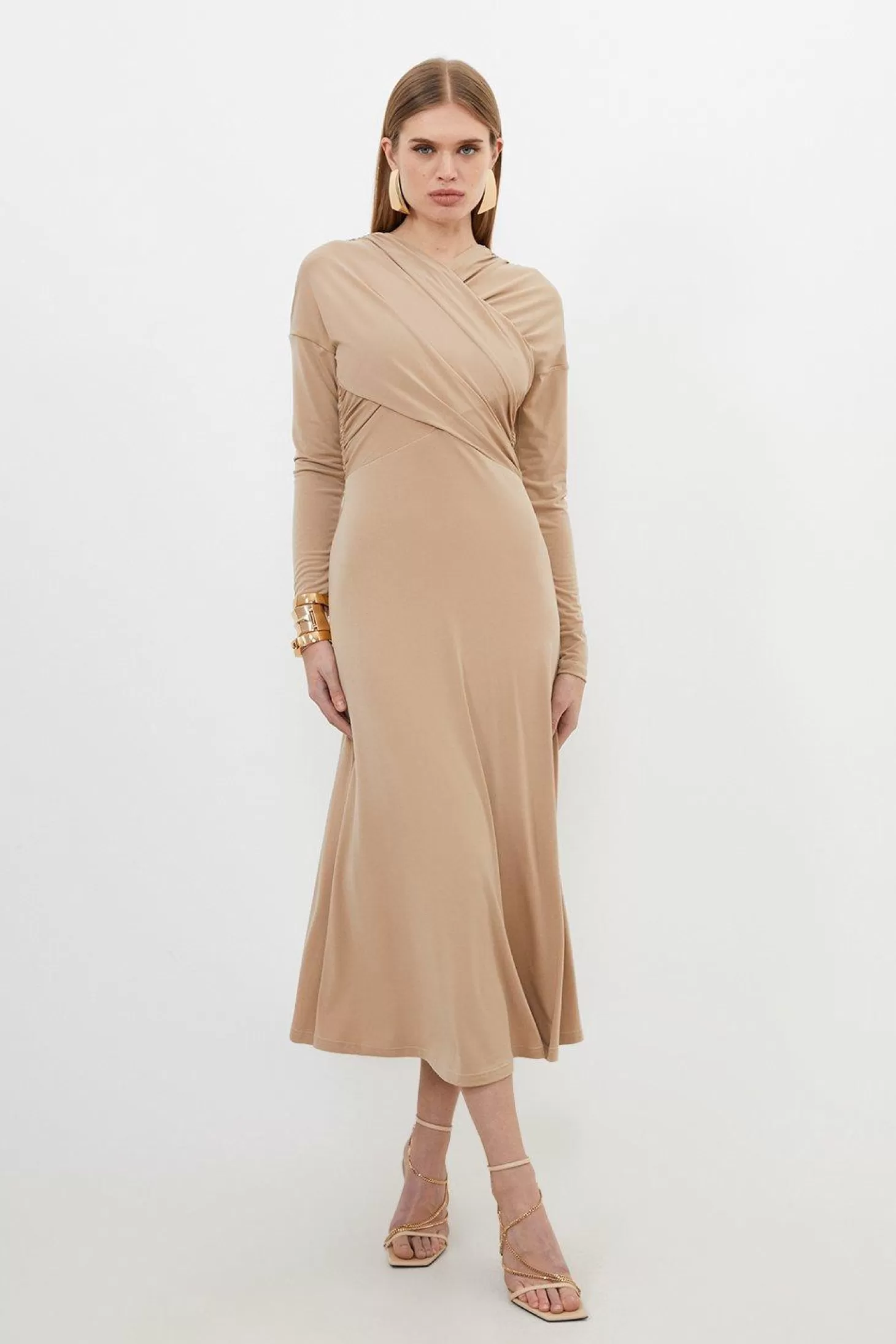 Karen Millen Ruched Jersey Crepe Maxi Dress