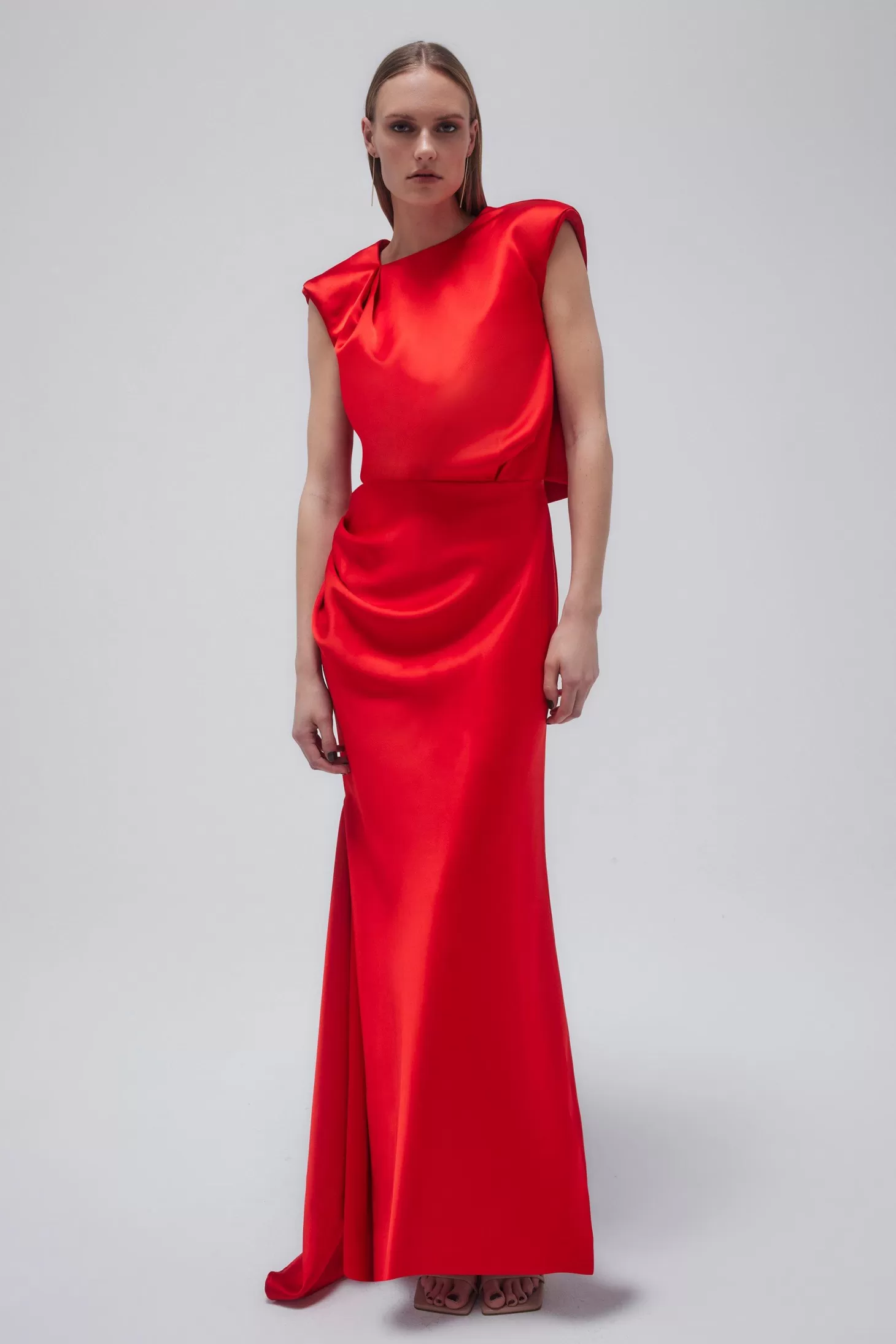 Karen Millen Satin Draped Woven Maxi Dress