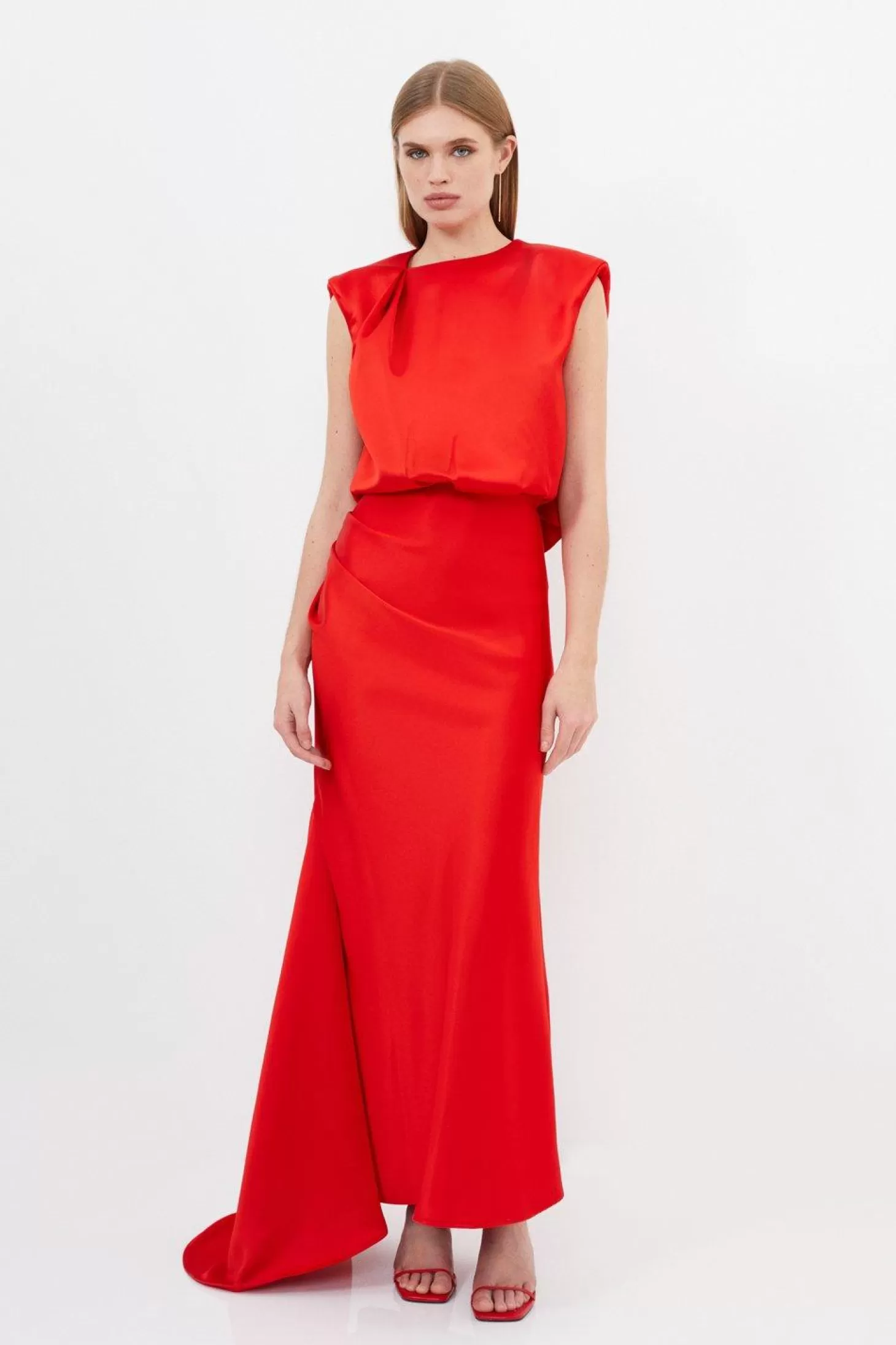 Karen Millen Satin Draped Woven Maxi Dress