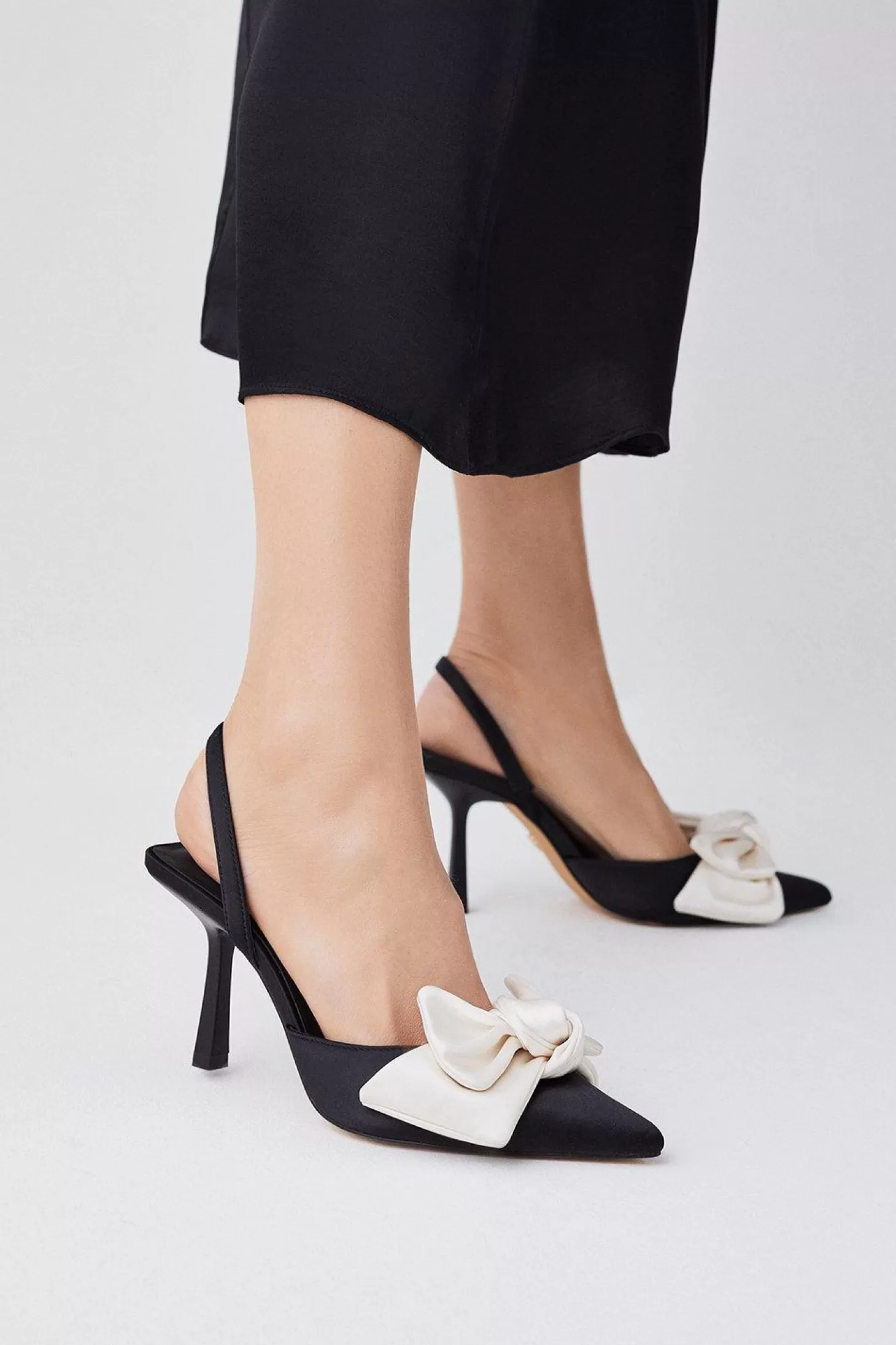 Karen Millen Satin Extreme Bow Slingback Court Heel