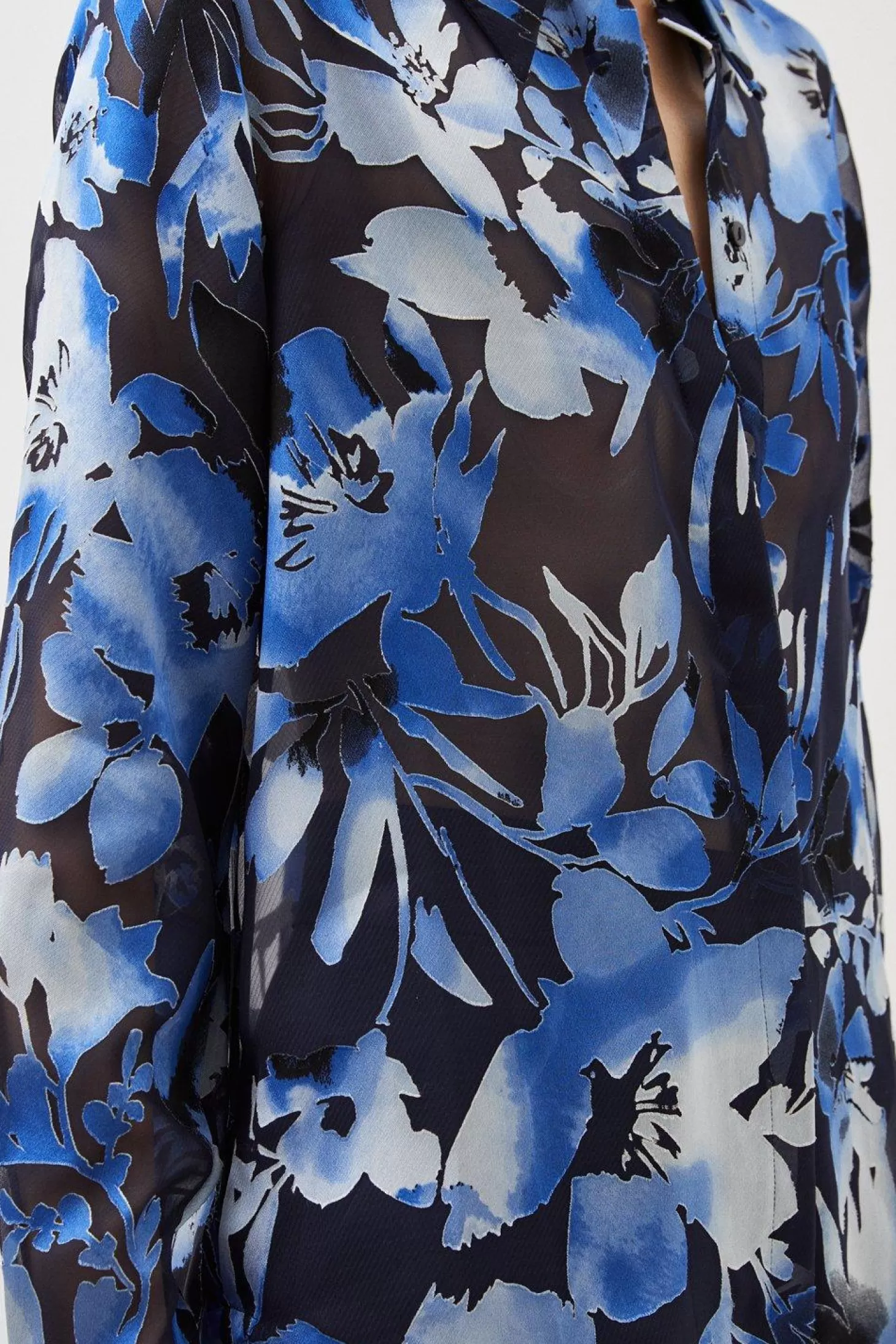 Karen Millen Satin Floral Devore Woven Shirt