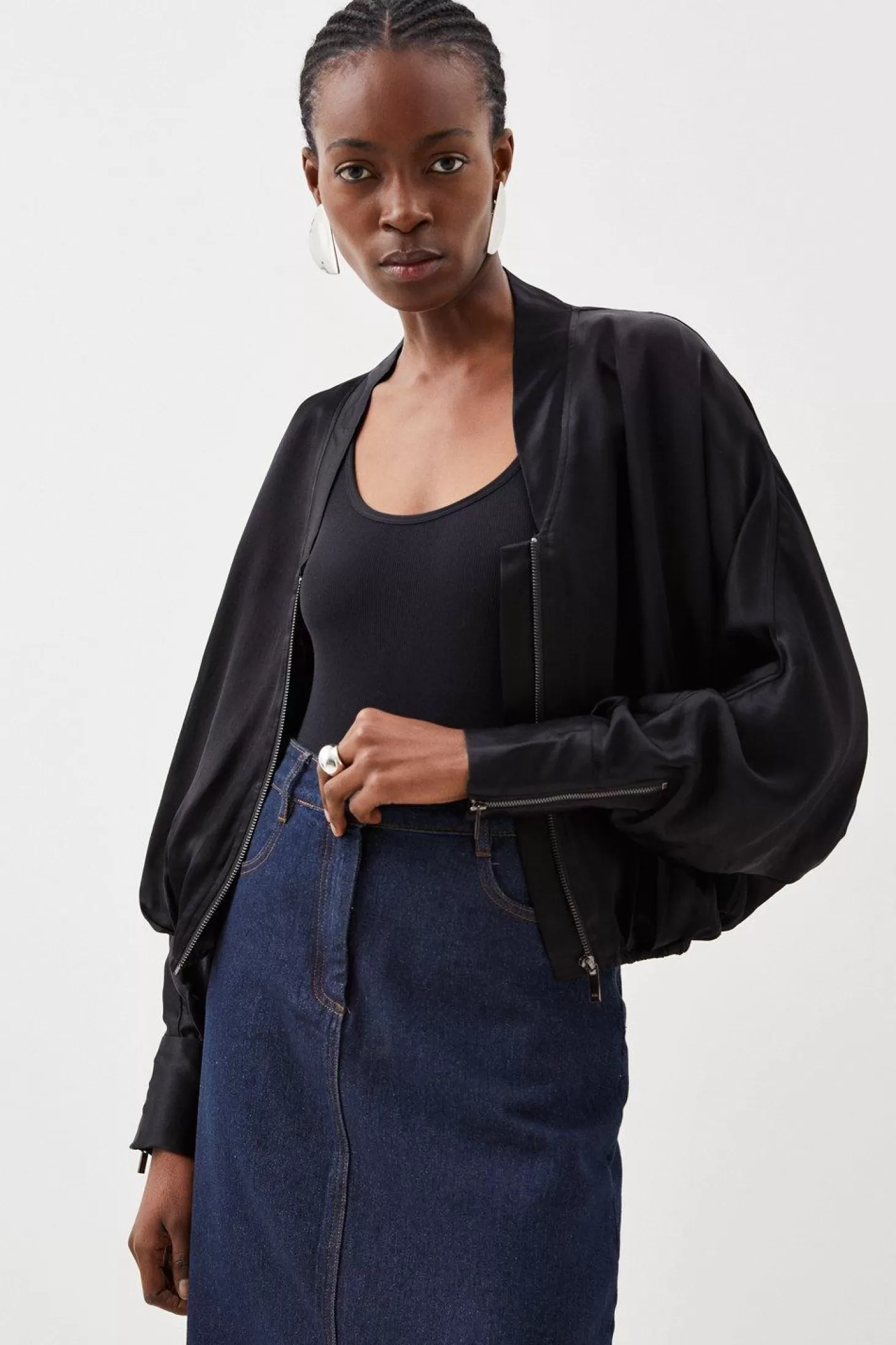 Karen Millen Satin Woven Bomber Jacket