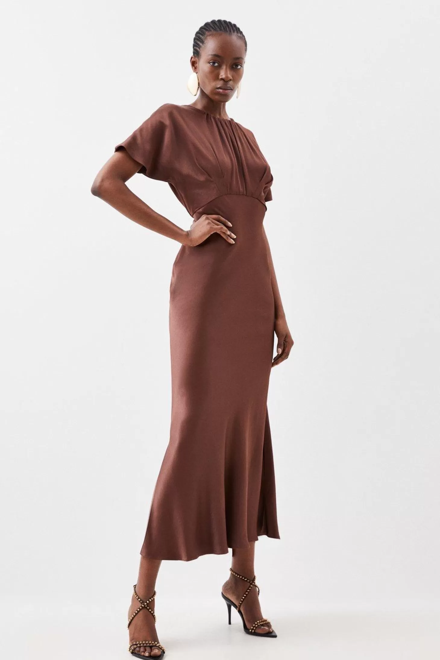 Karen Millen Satin Woven Crepe Maxi Dress