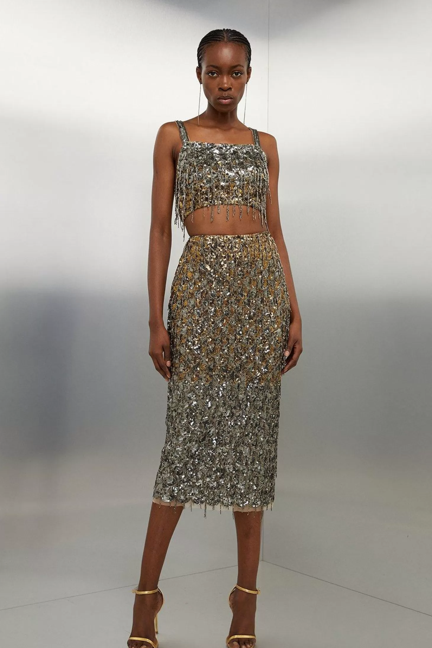 Karen Millen Scallop Beaded And Embellished Midi Skirt