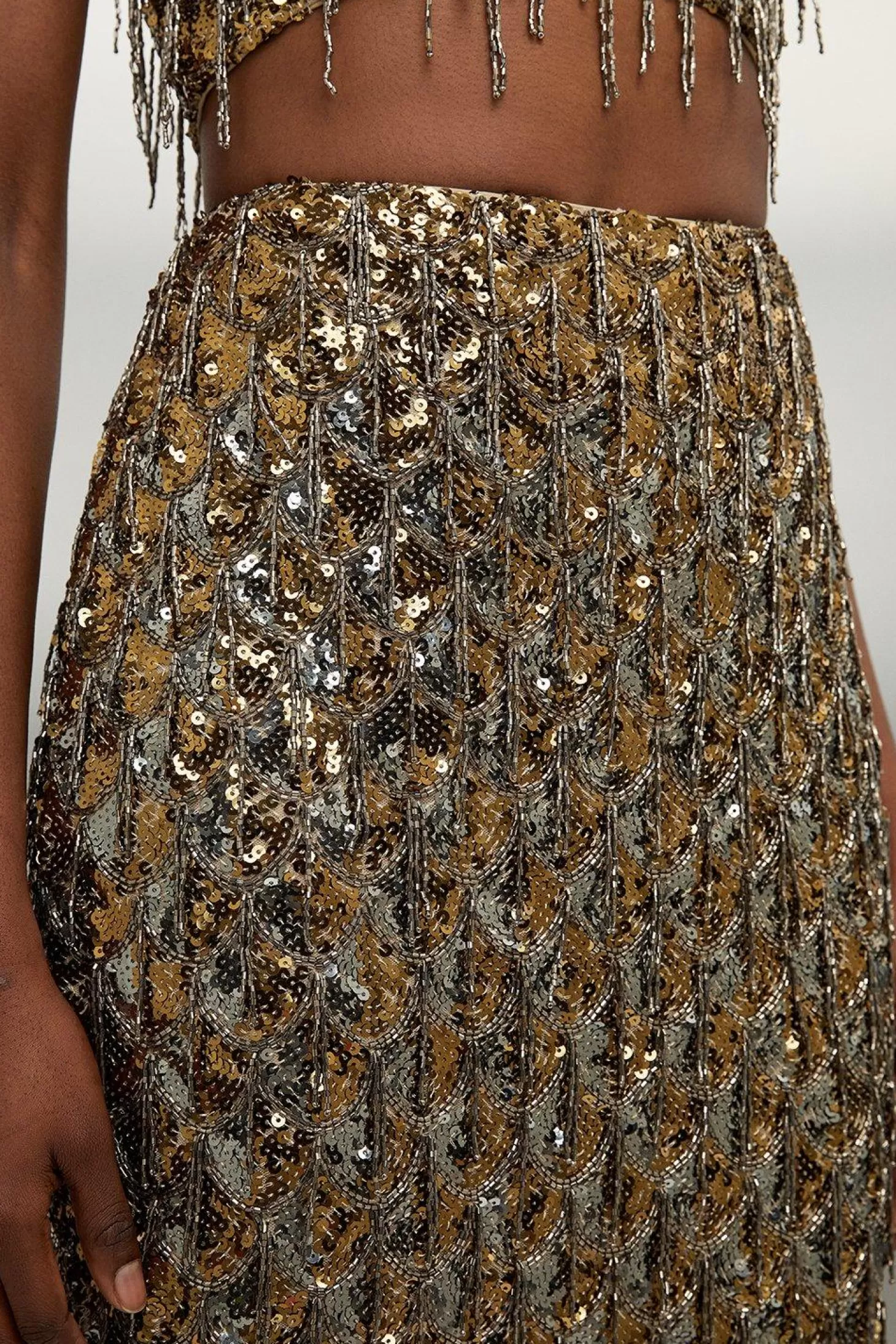 Karen Millen Scallop Beaded And Embellished Midi Skirt