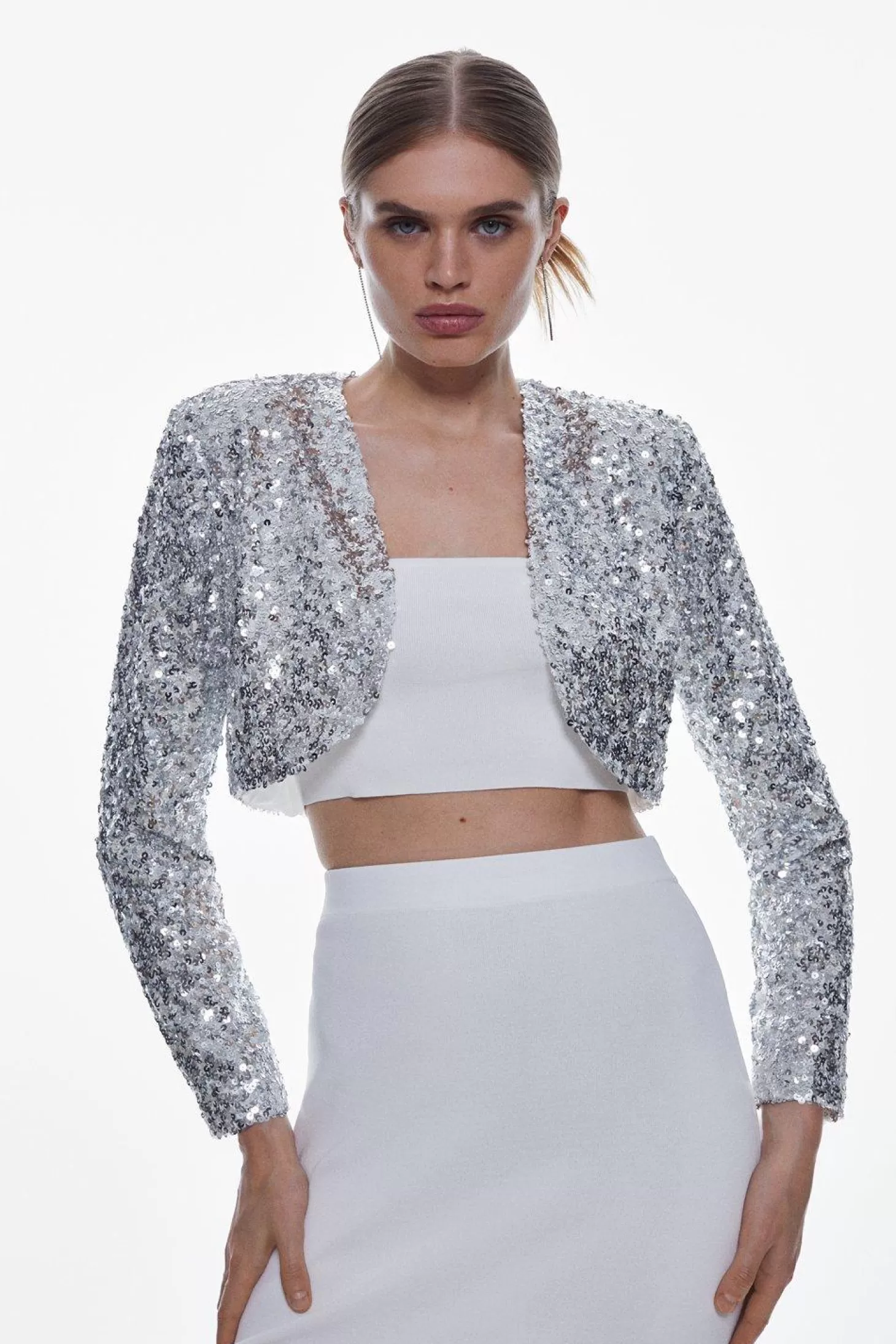 Karen Millen Sequin Cropped Jacket