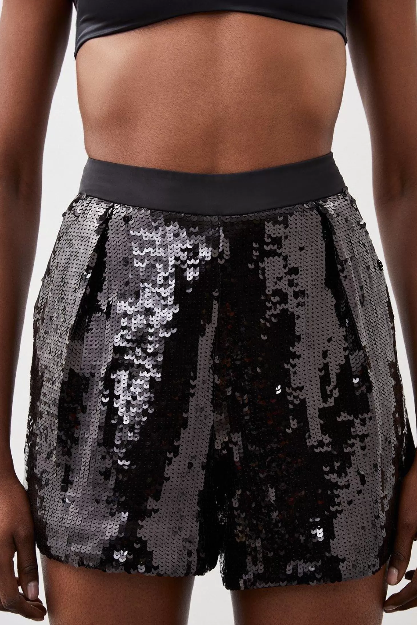 Karen Millen Sequin High Waisted Woven Shorts