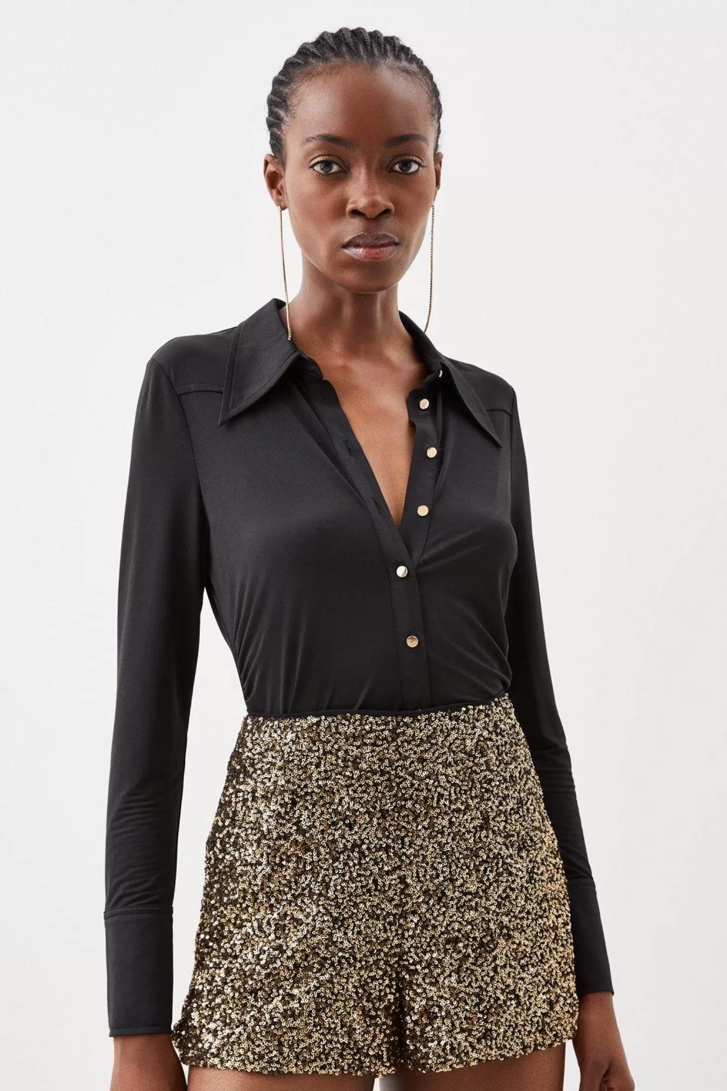 Karen Millen Sequin High Waisted Woven Shorts