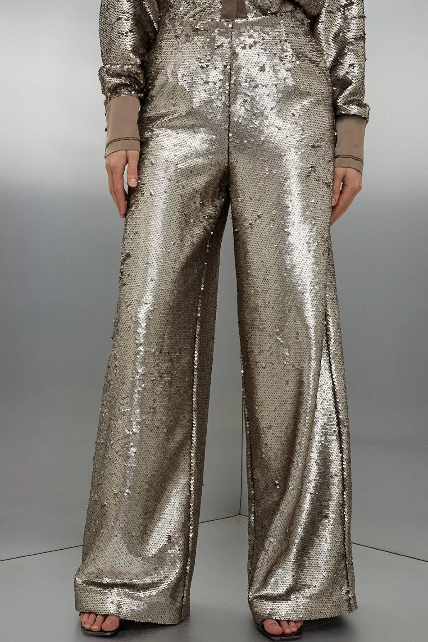 Karen Millen Sequin Woven Wide Leg Pants