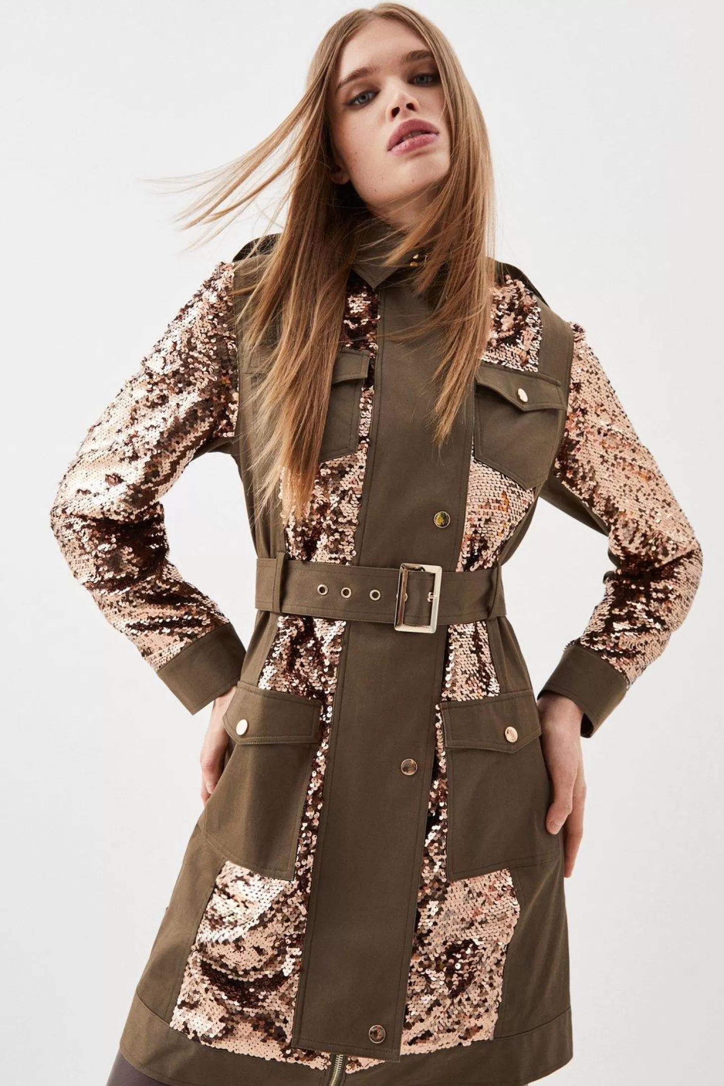 Karen Millen Sequined Parka Coat