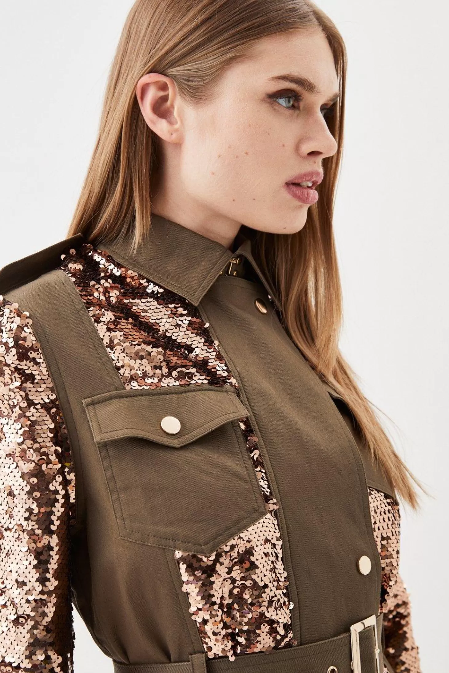 Karen Millen Sequined Parka Coat