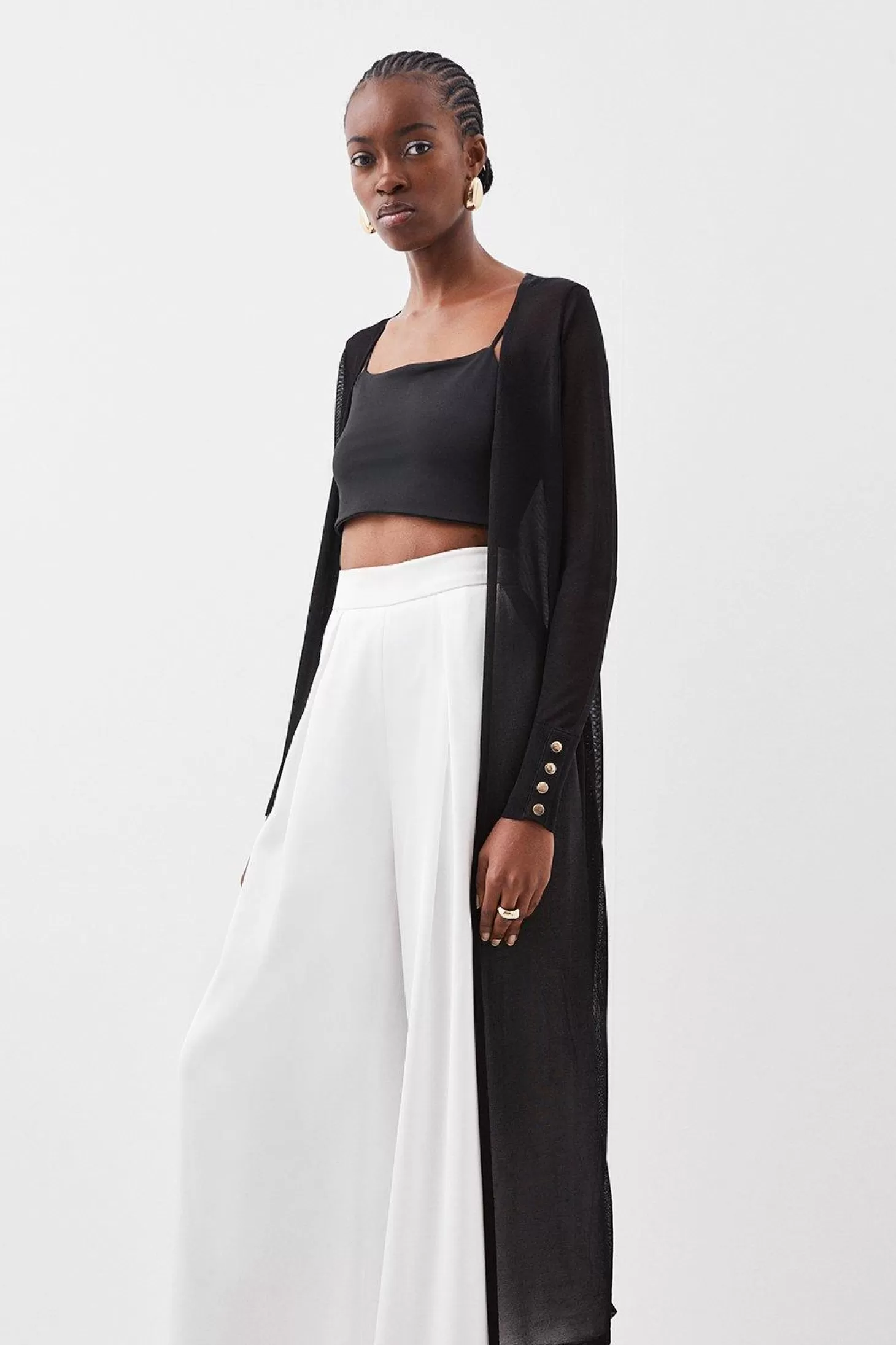 Karen Millen Sheer Knit Slinky Maxi Cardigan