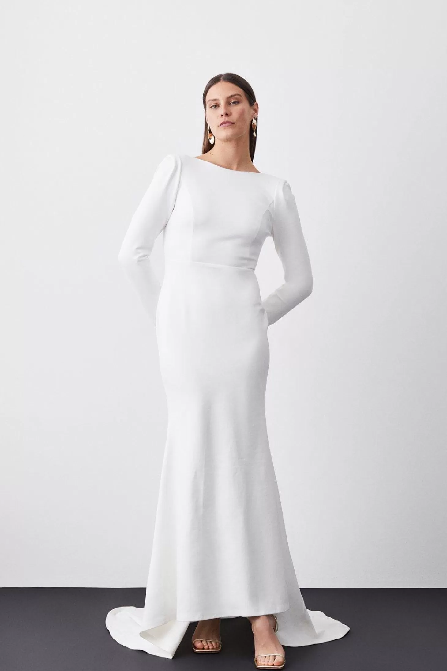 Karen Millen Slash Neck Satin Woven Maxi Dress