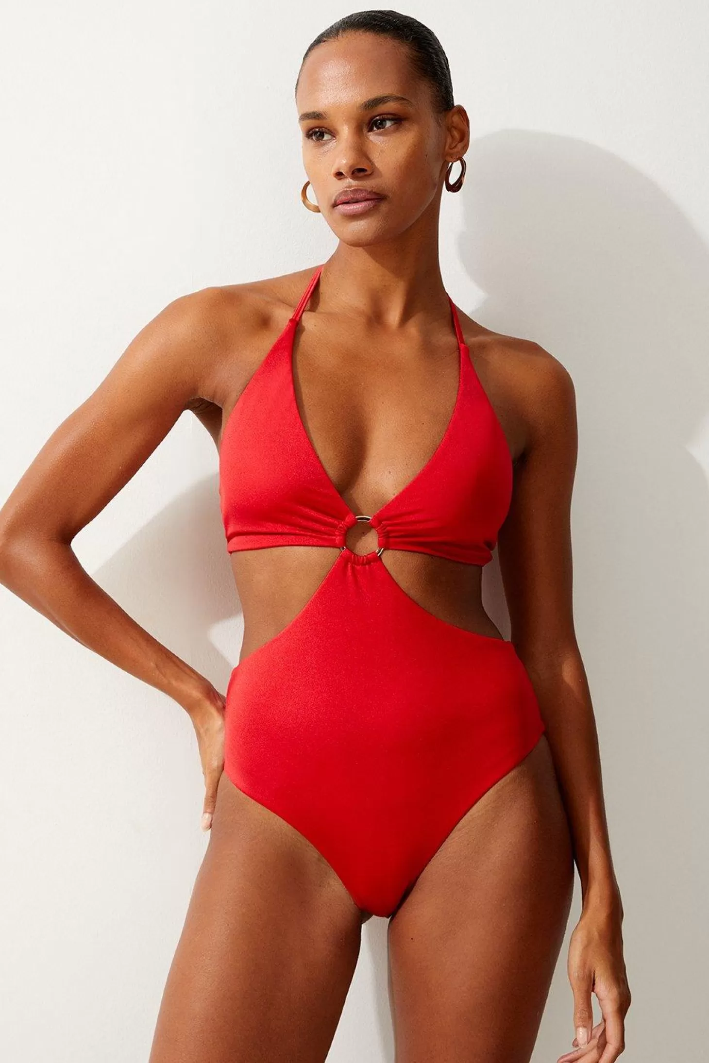 Karen Millen Slinky Cut Out Ring Detail Swimsuit