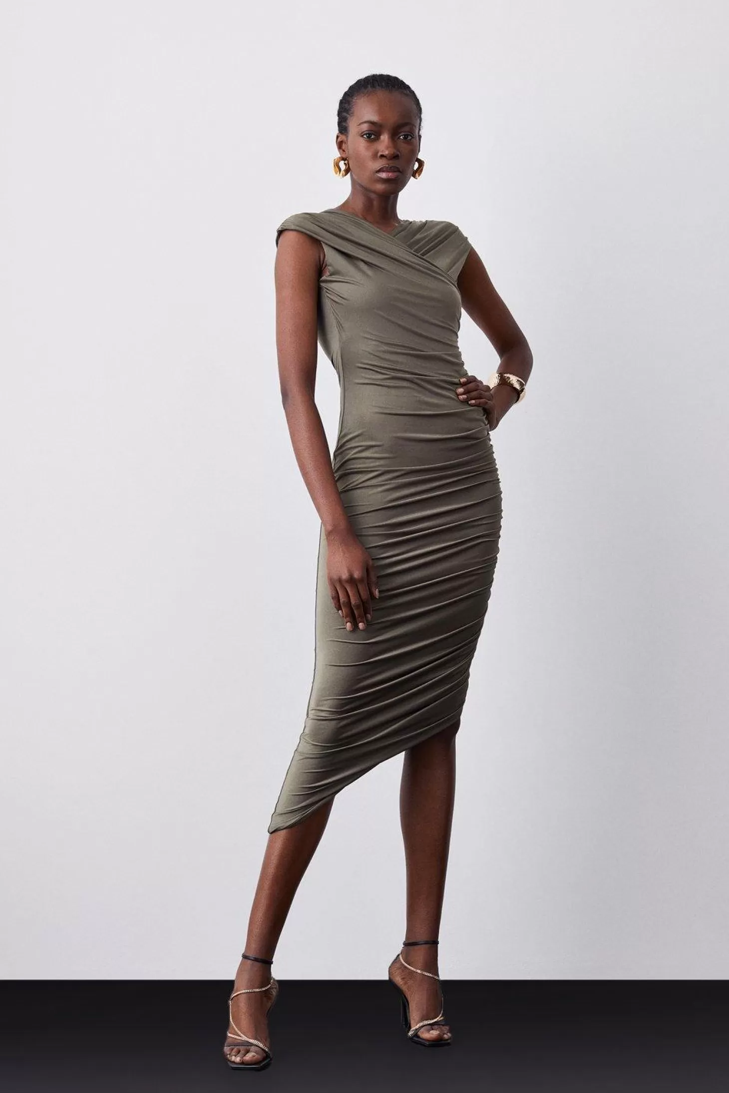 Karen Millen Slinky Jersey Ruched Midaxi Dress