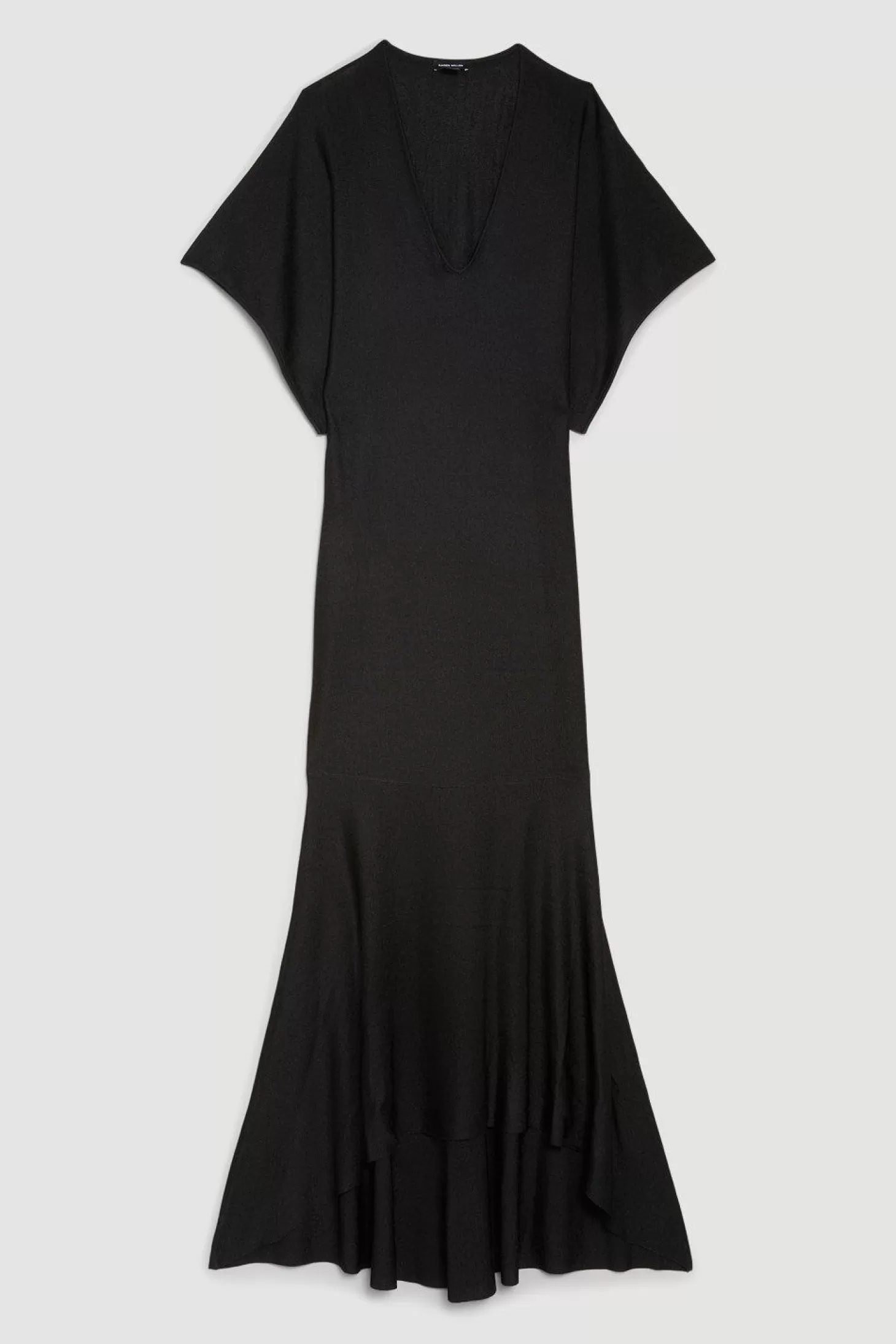 Karen Millen Slinky Knit Kimono Sleeve V Neck High Low Midaxi Dress
