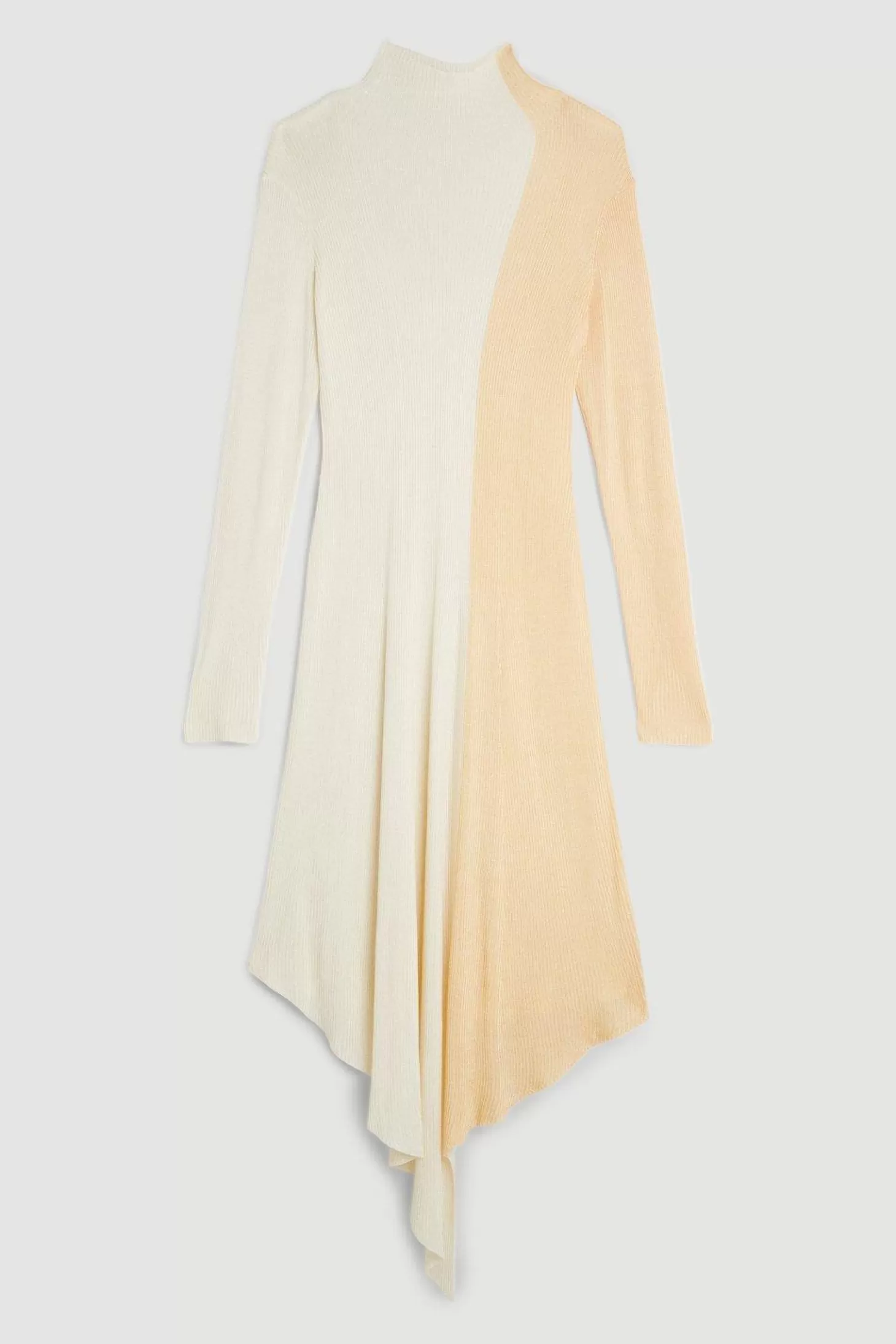 Karen Millen Slinky Viscose Color Block Mix Stitch Knit Maxi Dress