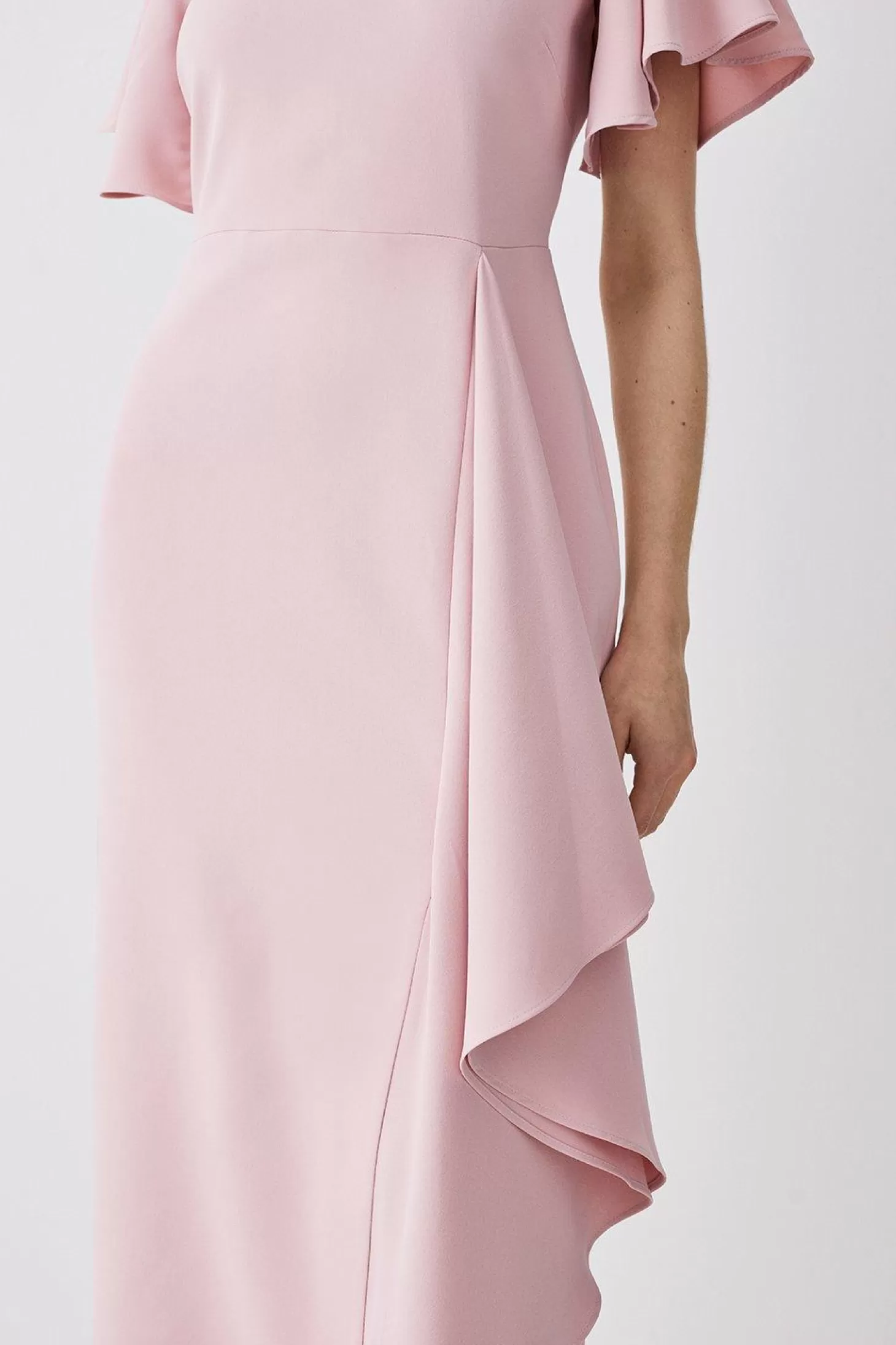 Karen Millen Soft Tailored Angel Sleeve Drape Midi Dress