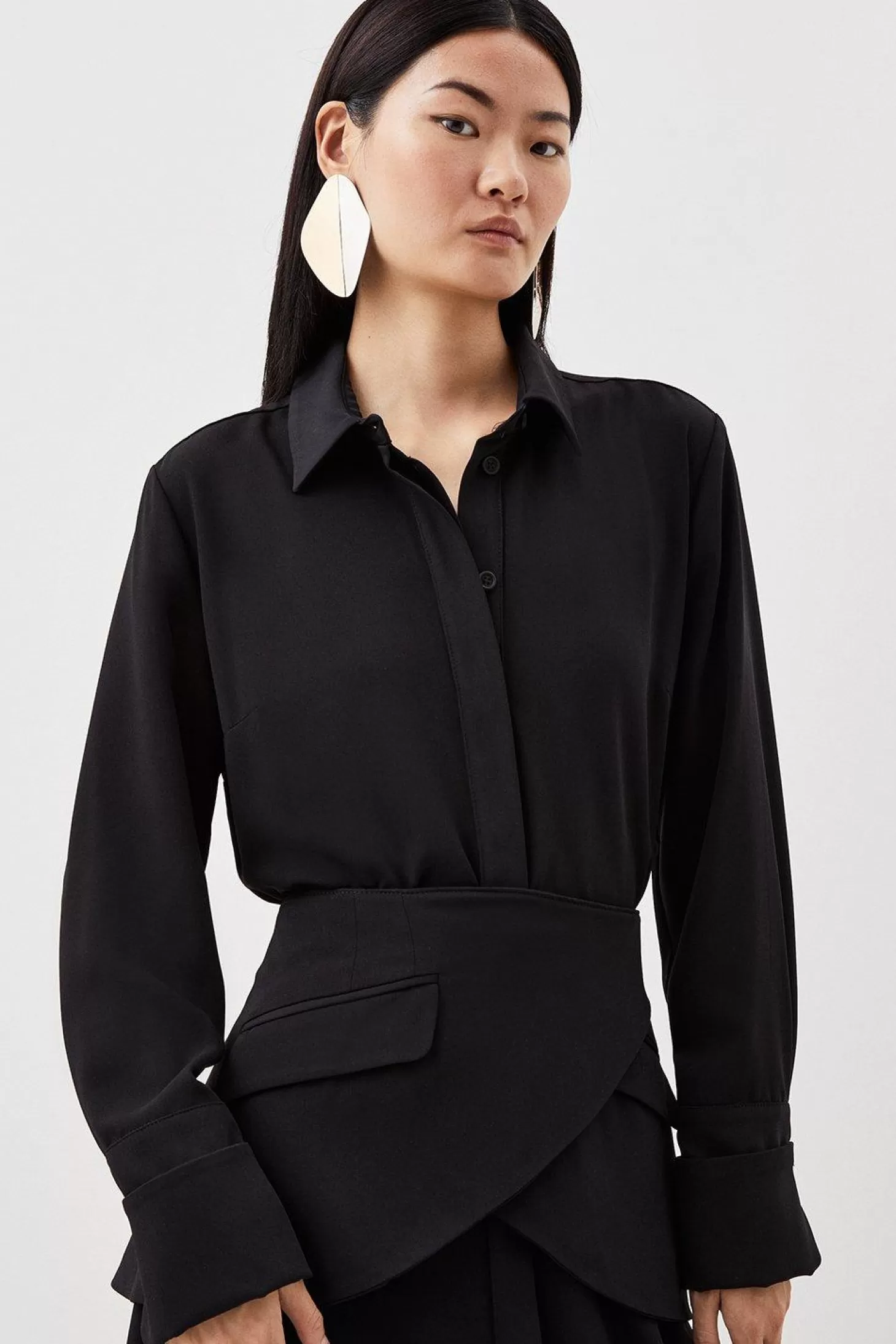 Karen Millen Soft Tailored Belted Maxi Shirt Dress