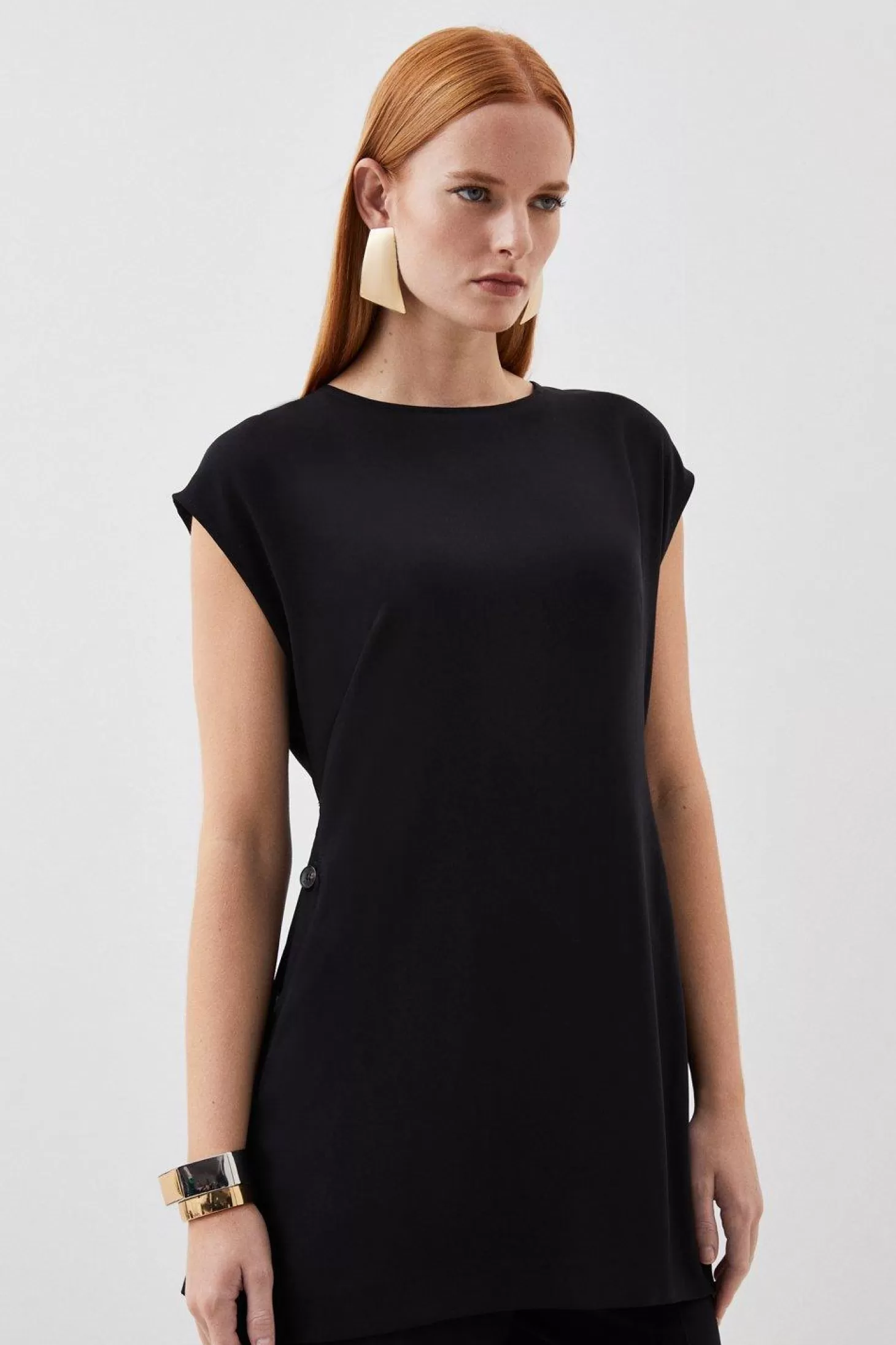 Karen Millen Soft Tailored Button Detail Sleeveless Top