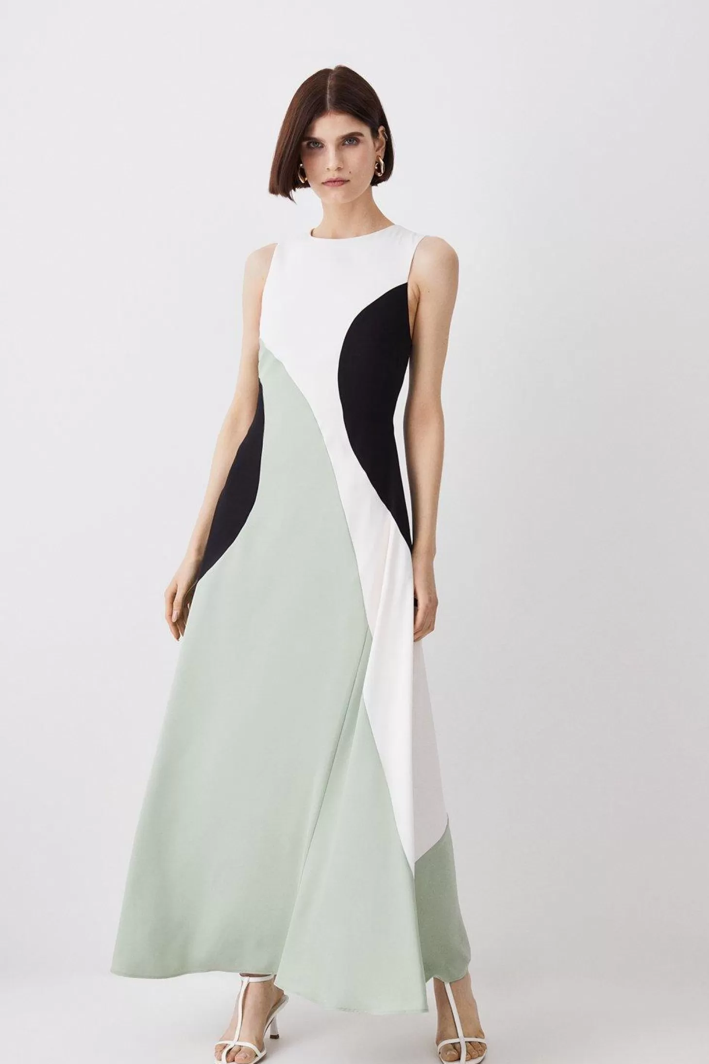 Karen Millen Soft Tailored Color Block Midiaxi Dress
