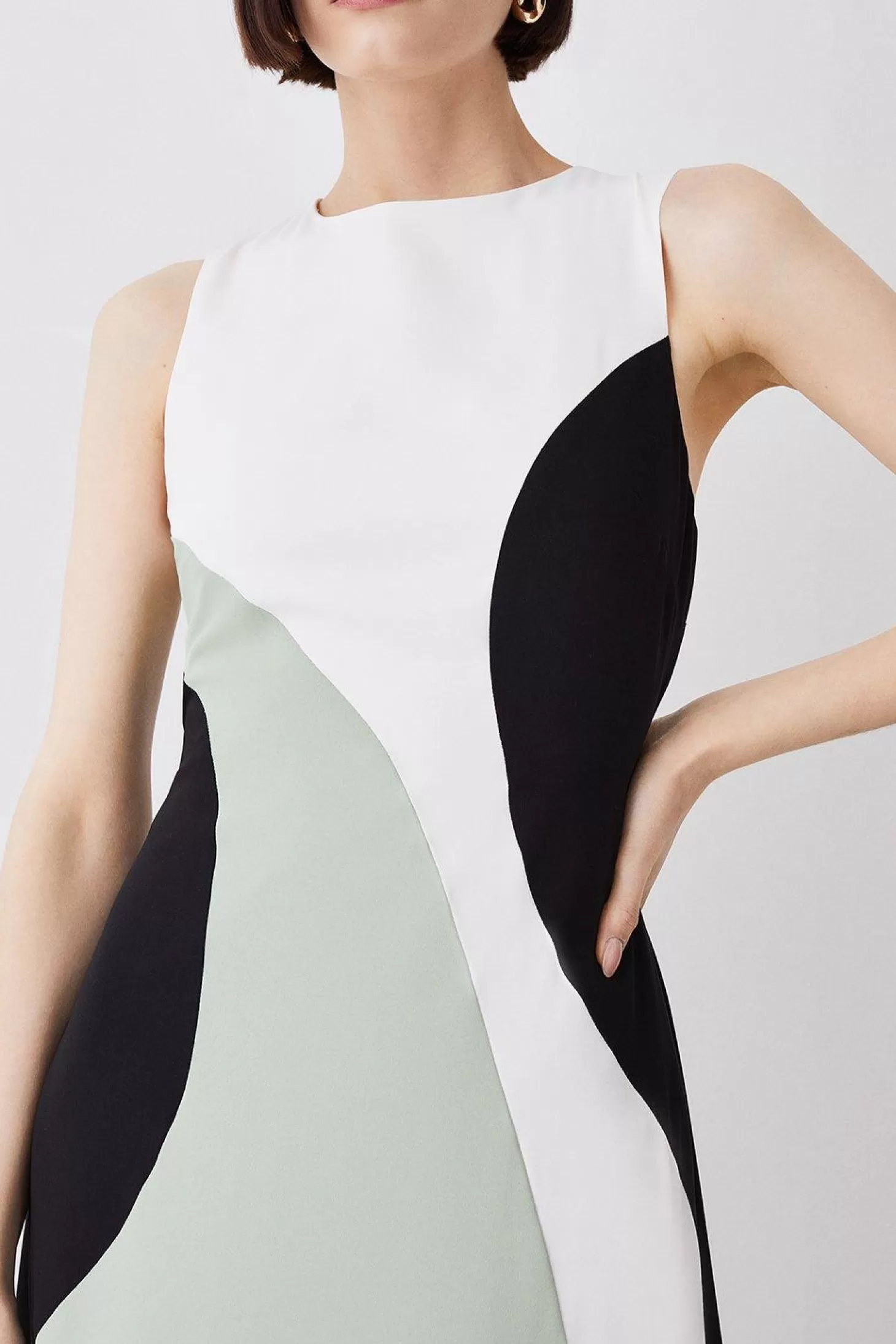 Karen Millen Soft Tailored Color Block Midiaxi Dress