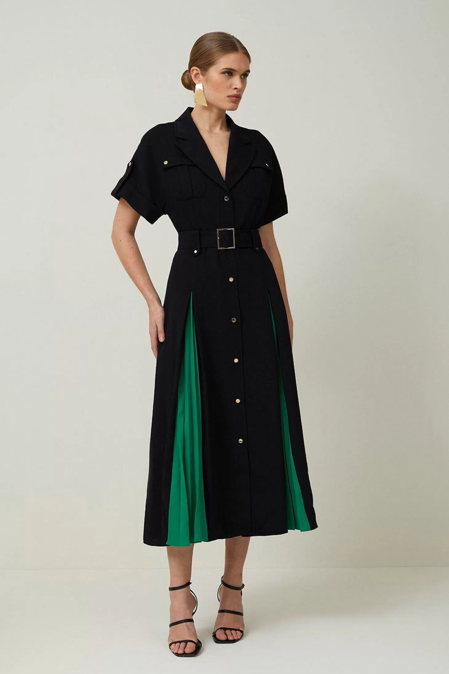 Karen Millen Soft Tailored Colorblock Shirt Dress